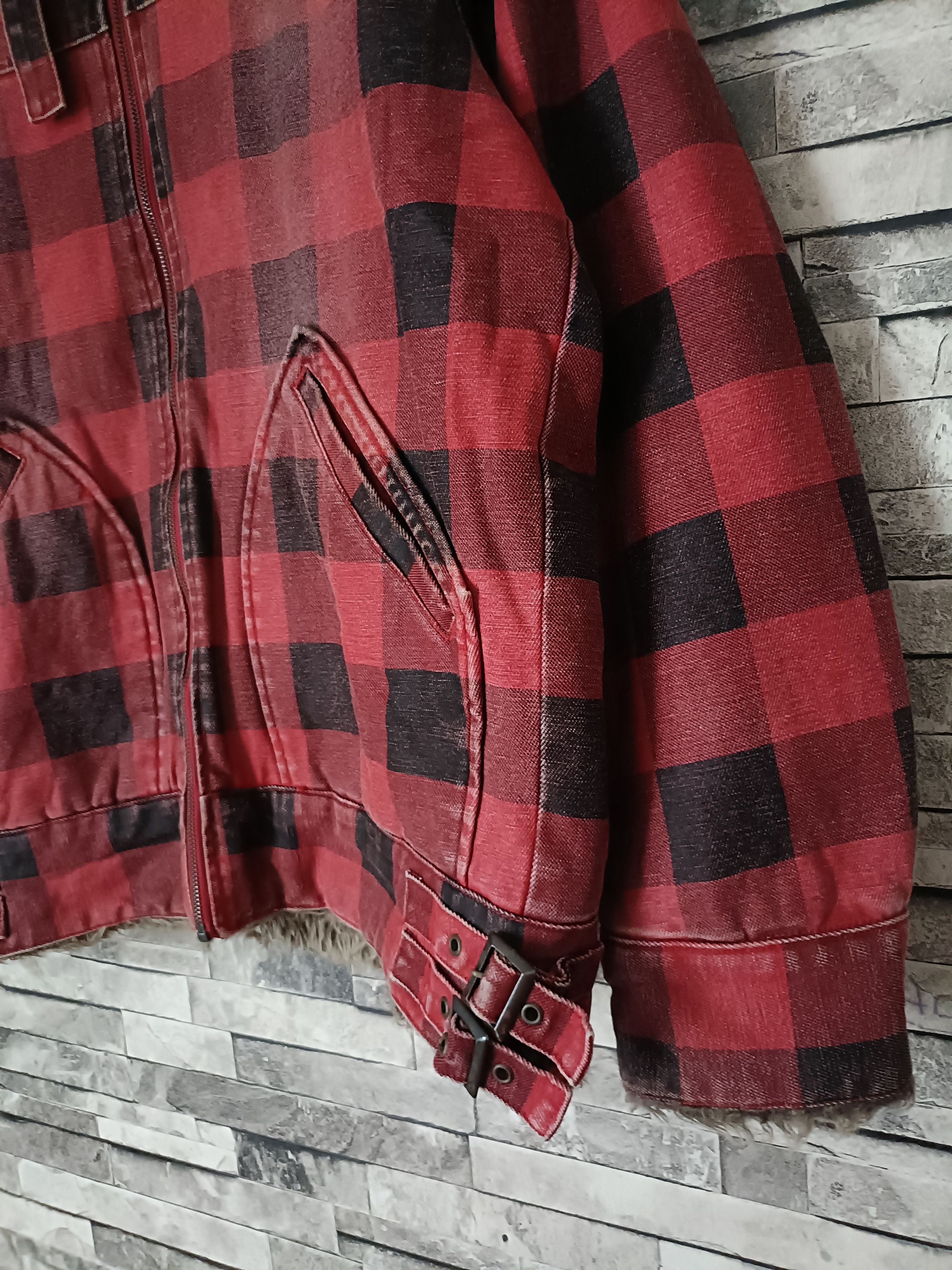 Vintage Vintage Woolrich buffalo plaid fur canvas biker jacket Size US XL / EU 56 / 4 - 2 Thumbnail