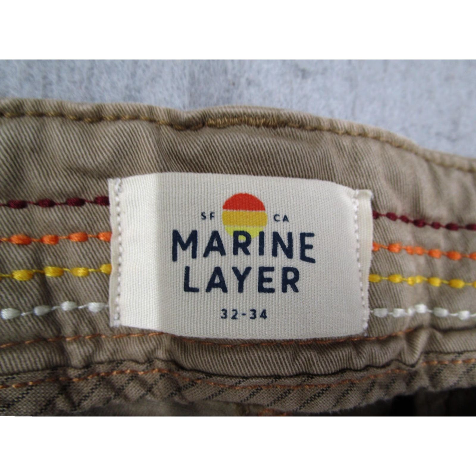 Marine Layer Marine Layer Pants Mens 32x34 Khaki Chino Stretch Twill Organic Style 15707 Size US 32 / EU 48 - 3 Thumbnail