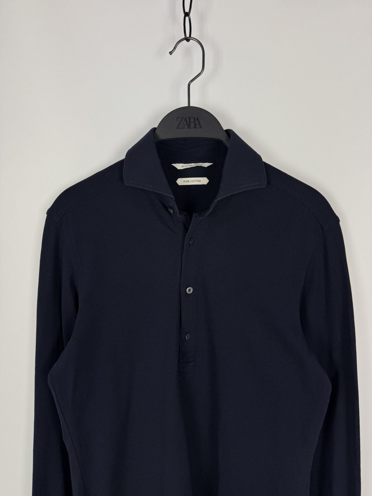 Suitsupply Suitsupply Pure Cotton Collar Long Sleeve Polo Size US M / EU 48-50 / 2 - 2 Thumbnail