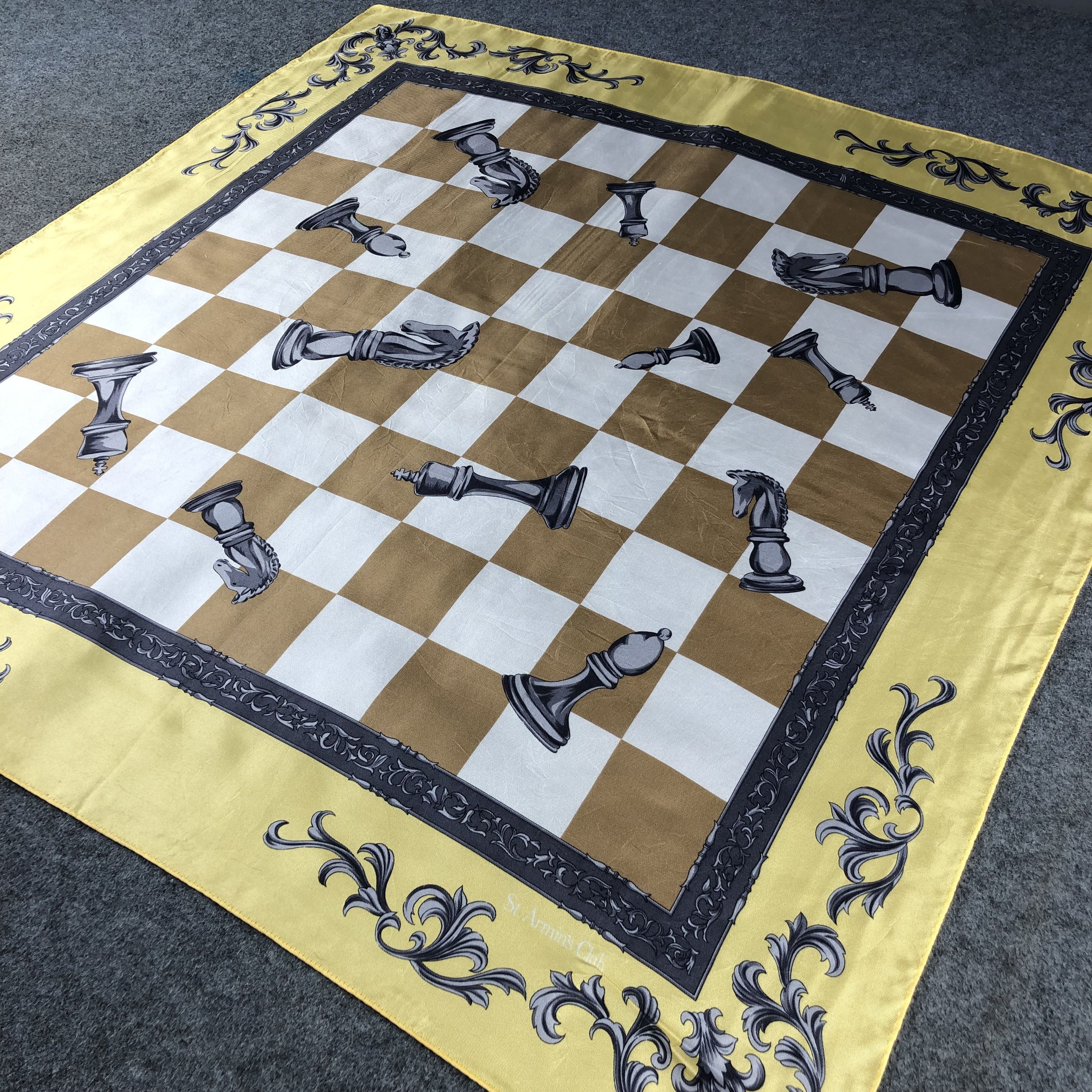Japanese Brand St. Armin's Club Chess Board Silk Scarf M878 Size ONE SIZE - 2 Thumbnail