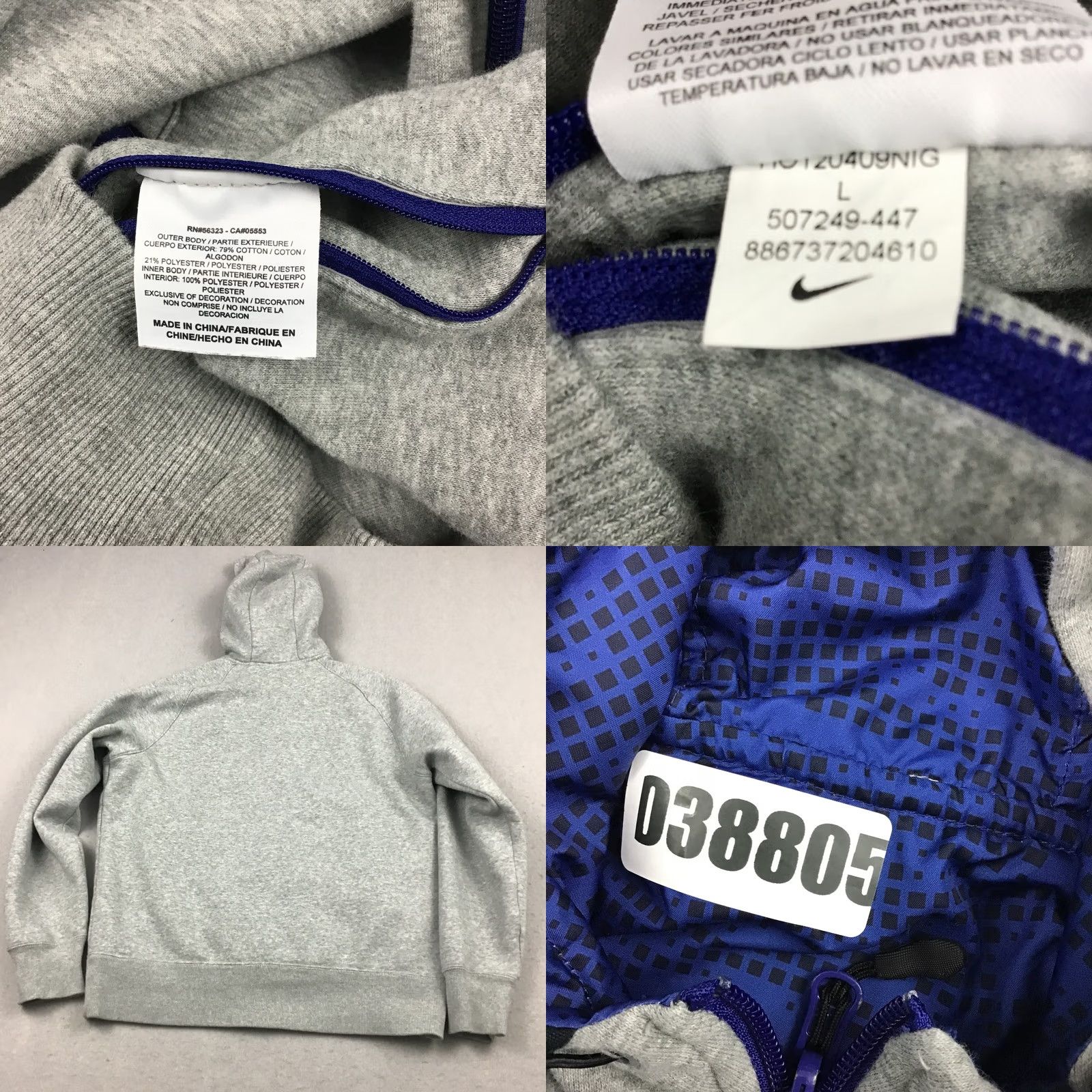 Nike Nike Jacket Men Large Gray Geometric Full Zip Hood Reversible Pockets L Size US L / EU 52-54 / 3 - 8 Thumbnail