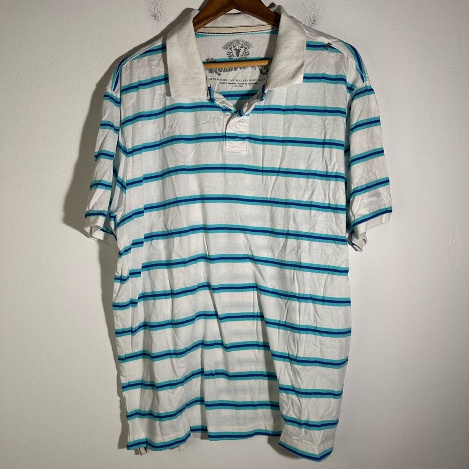 Sears Roebuck & Co. Classic White and Blue Striped Polo Shirt Size US XXL / EU 58 / 5 - 1 Thumbnail