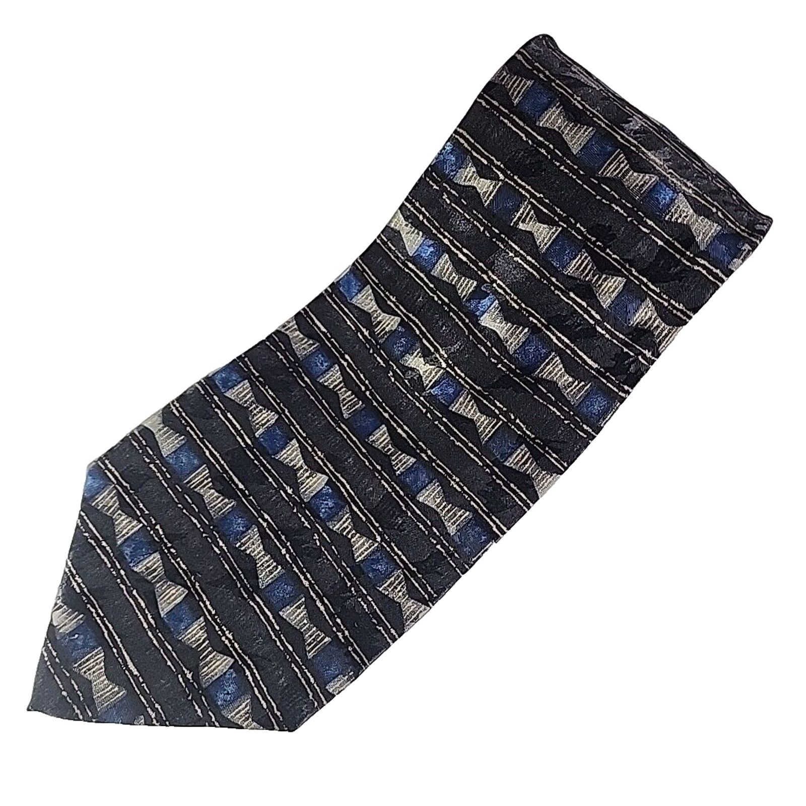 Geoffrey Beene Geoffery Beene Blue Geometric Silk Necktie - Made in Italy Size ONE SIZE - 1 Thumbnail