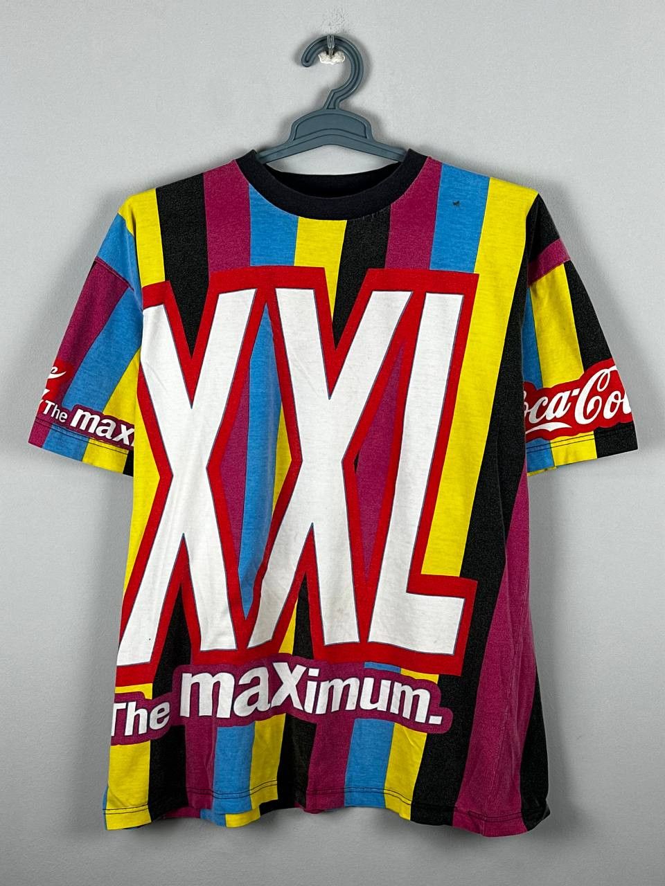 Coca Cola Vintage 90s Coca-Cola The Maximum Striped T SHIRT Size US XXL / EU 58 / 5 - 1 Thumbnail