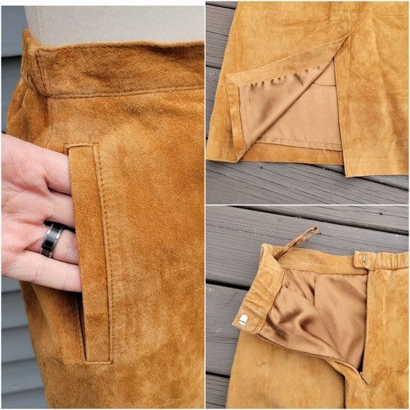 Vintage Vintage 90s y2k Camel Tan Honey Butterscotch Suede Leather B Size 28" / US 6 / IT 42 - 3 Thumbnail