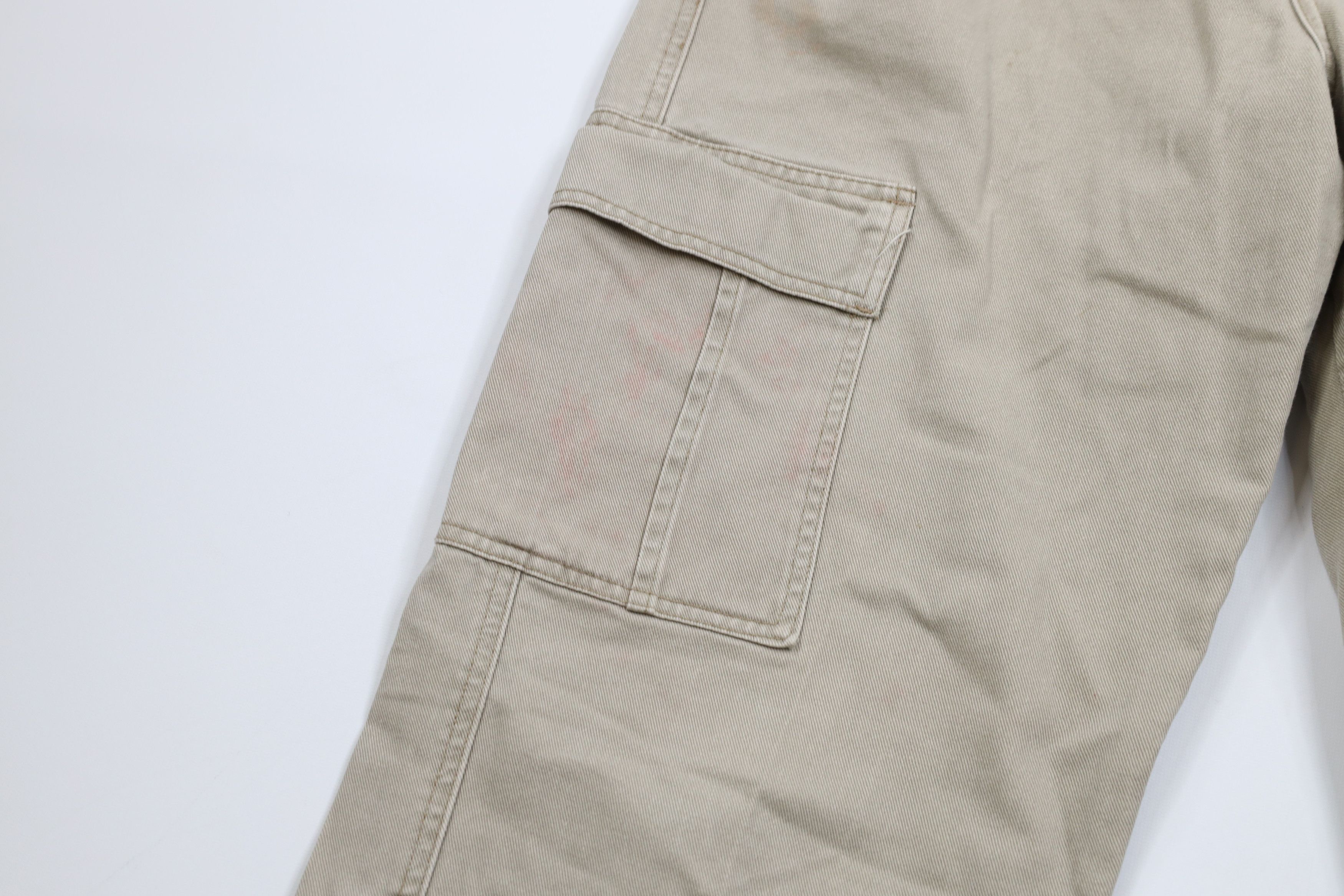Lee Vintage 90s Y2K Lee Wide Leg Dungaree Cargo Jeans Beige Size US 34 / EU 50 - 6 Thumbnail