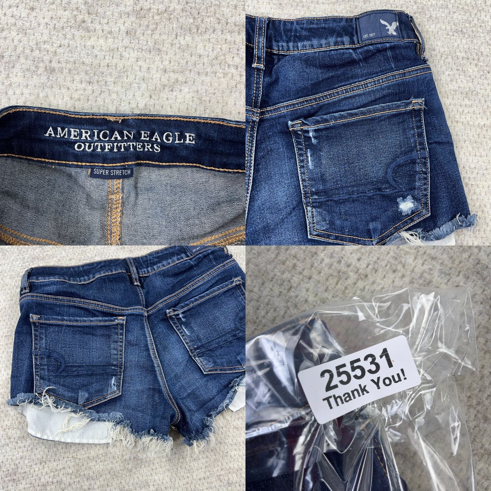 American Eagle Outfitters VINTAGE: No (skip) American Eagle Shorts Women 8 Cut Off Hi Rise Festival Jorts Dark Wash Raw Hem Size 26" / US 2 / IT 38 - 9 Thumbnail