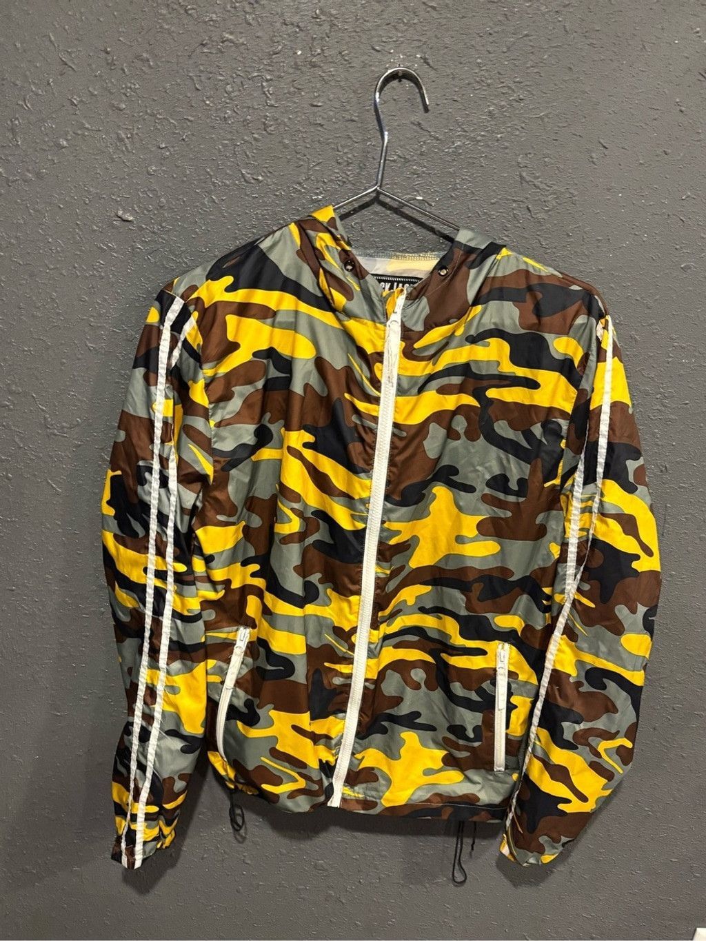Blackjack Black Jack Yellow & Green Camo Zip-Up Windbreaker Jacket Size M / US 6-8 / IT 42-44 - 1 Thumbnail