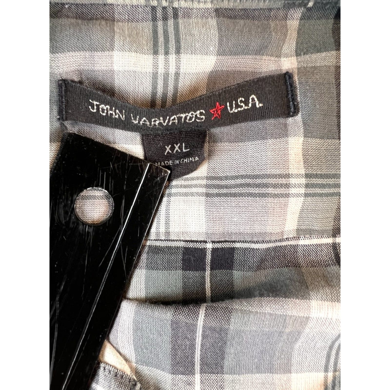 John Varvatos John Varvatos Plaid Shirt Mens 2XL Gray Black Button Front LS Casual Luxe Size US XXL / EU 58 / 5 - 6 Thumbnail