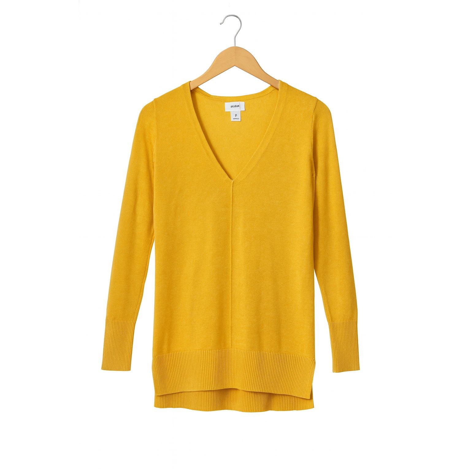 Old Navy Mustard V-Neck Long Sleeve Sweater in Yellow, Women's (Size Medium)