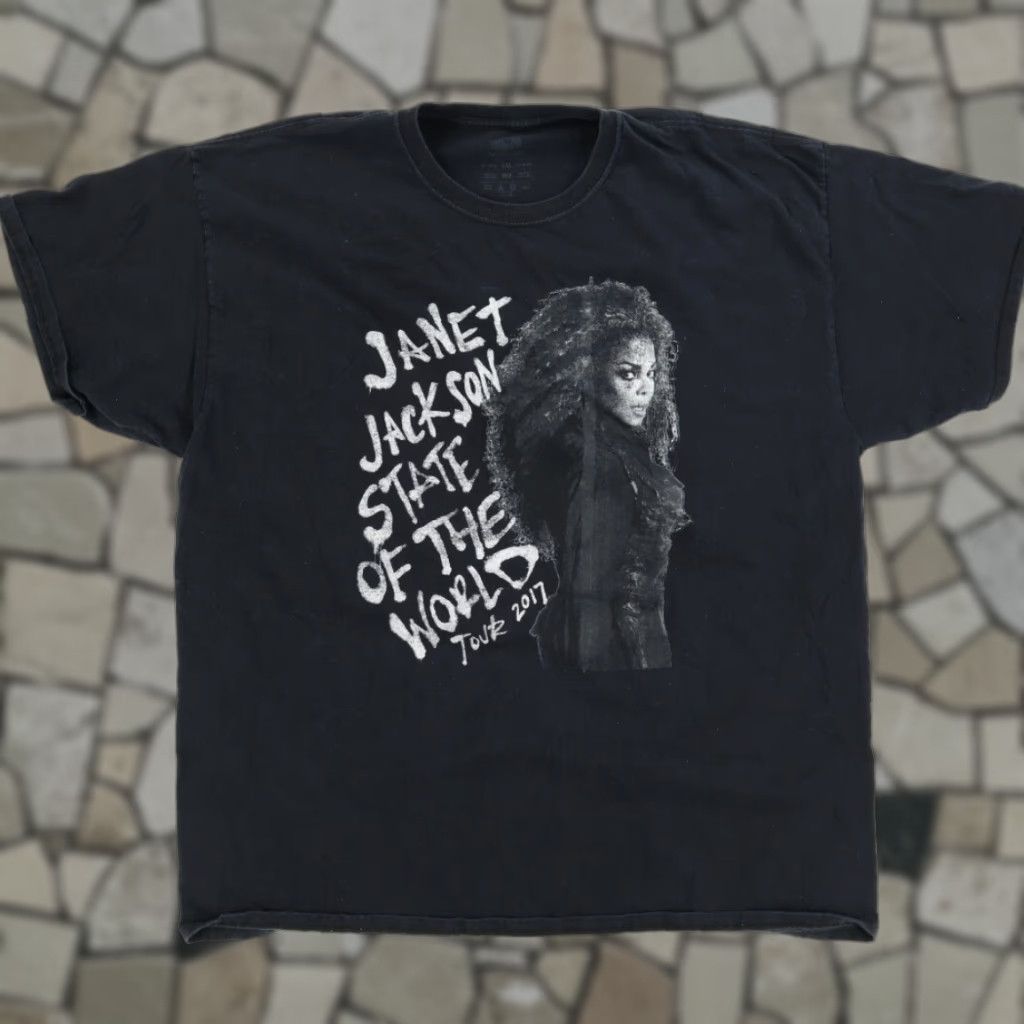 Fruit Of The Loom VINTAGE Janet Jackson State of World Tour 2017 Solid T-Shirt Black Men's 2XL Size US XXL / EU 58 / 5 - 1 Thumbnail