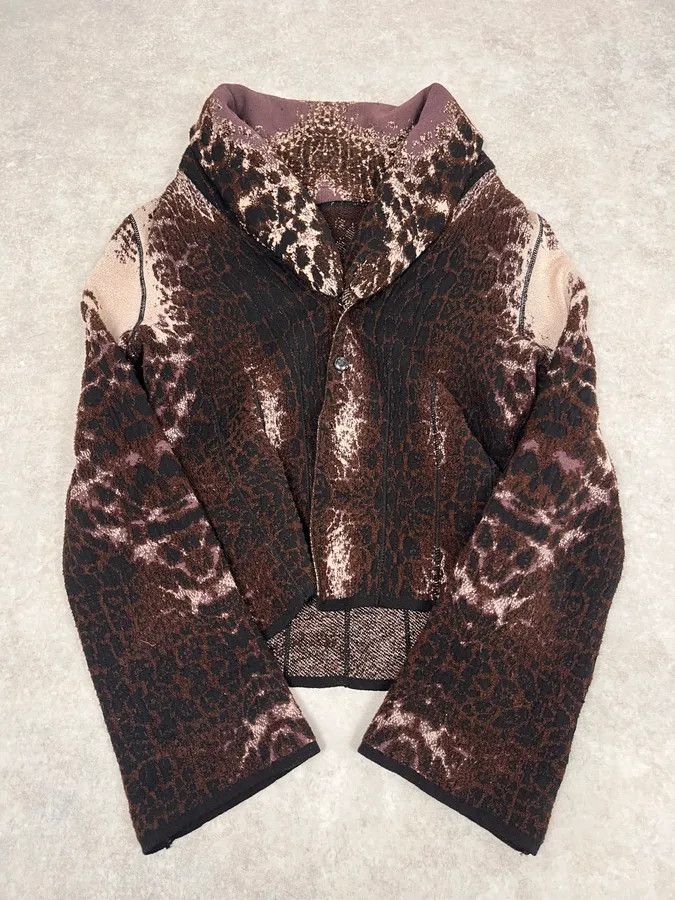 Roberto Cavalli 2000s Roberto Cavalli Brown Leopard Gradient Cardigan Size L / US 10 / IT 46 - 1 Thumbnail