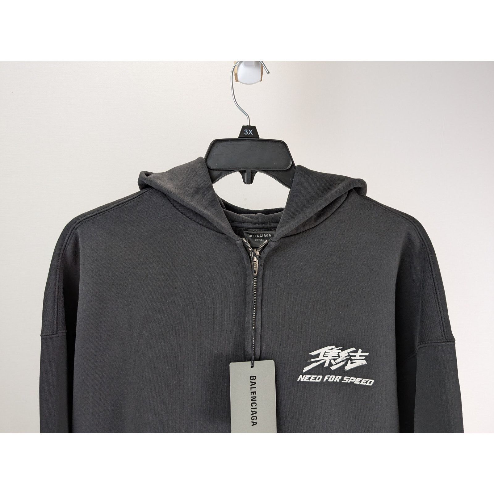 Balenciaga o1rshd1 Need for Speed Tape Fit Zip-up Hoodie in Black Size US L / EU 52-54 / 3 - 4 Thumbnail