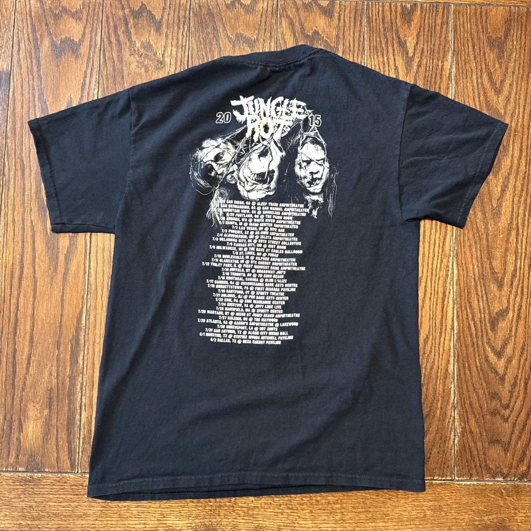 Gildan Jungle Rot T Shirt 2015 Tour Double Sided Black Unisex Adults M Short Sleeve Round Neck Graphic Print Gildan Cotton Knit T-Shirt Music Vintage No Size US M / EU 48-50 / 2 - 3 Thumbnail