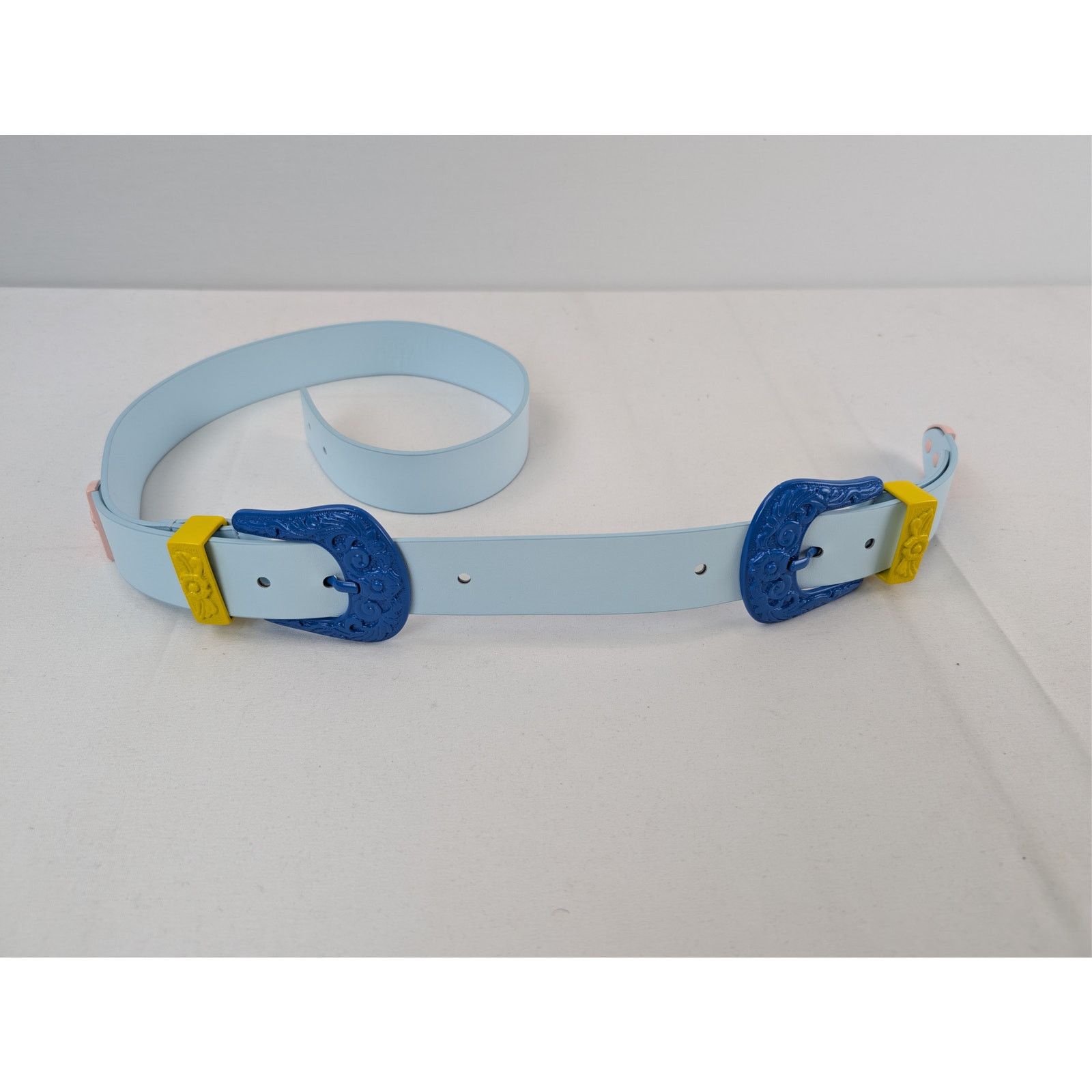 Casablanca o1rshd1 Size: 90 / Leather Comboy Buckle Belt in Light Blue Size 36 - 4 Thumbnail