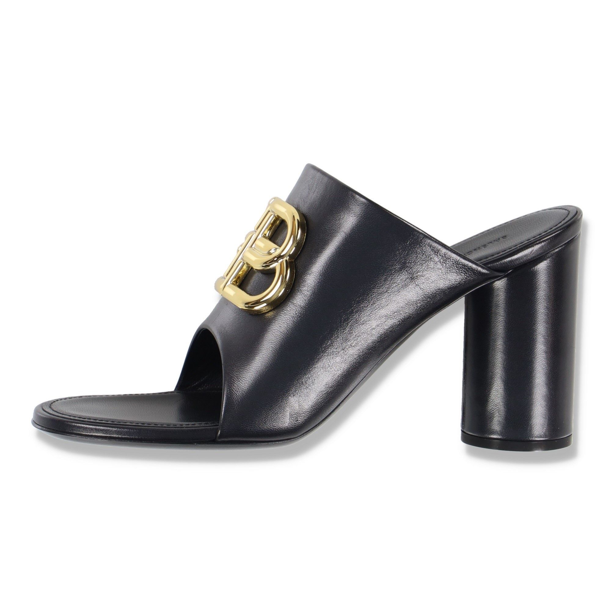 Balenciaga Black Oval 90 BB Logo Leather Sandals Size US 7 / IT 37 - 1 Thumbnail