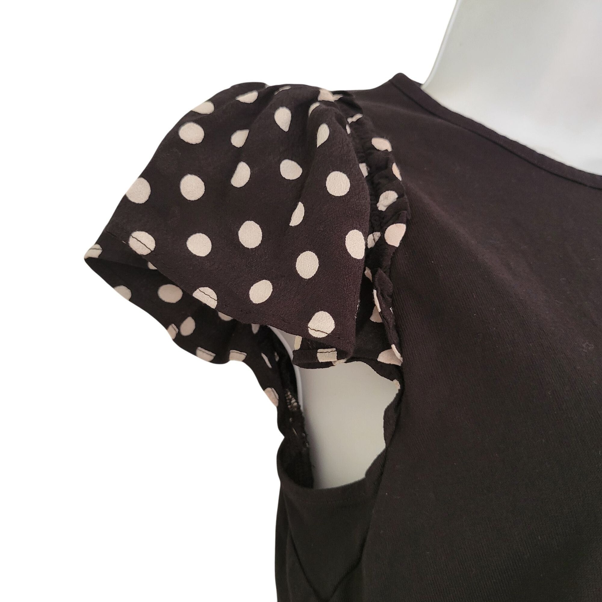 Kate Spade Kate Spade Black Top Ruffle Sleeves XS Blouse LIA Dot Mixed Size XS / US 0-2 / IT 36-38 - 4 Thumbnail