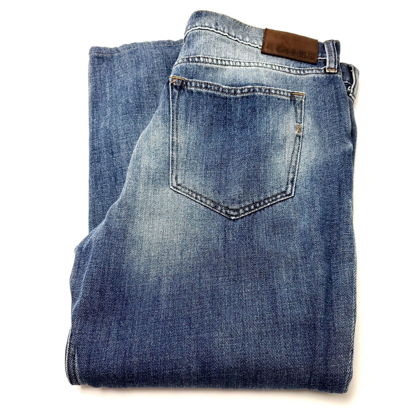 Express Express Classic Straight Blue Jeans Soft Cotton 38/28 Mid Ri Size US 38 / EU 54 - 1 Thumbnail