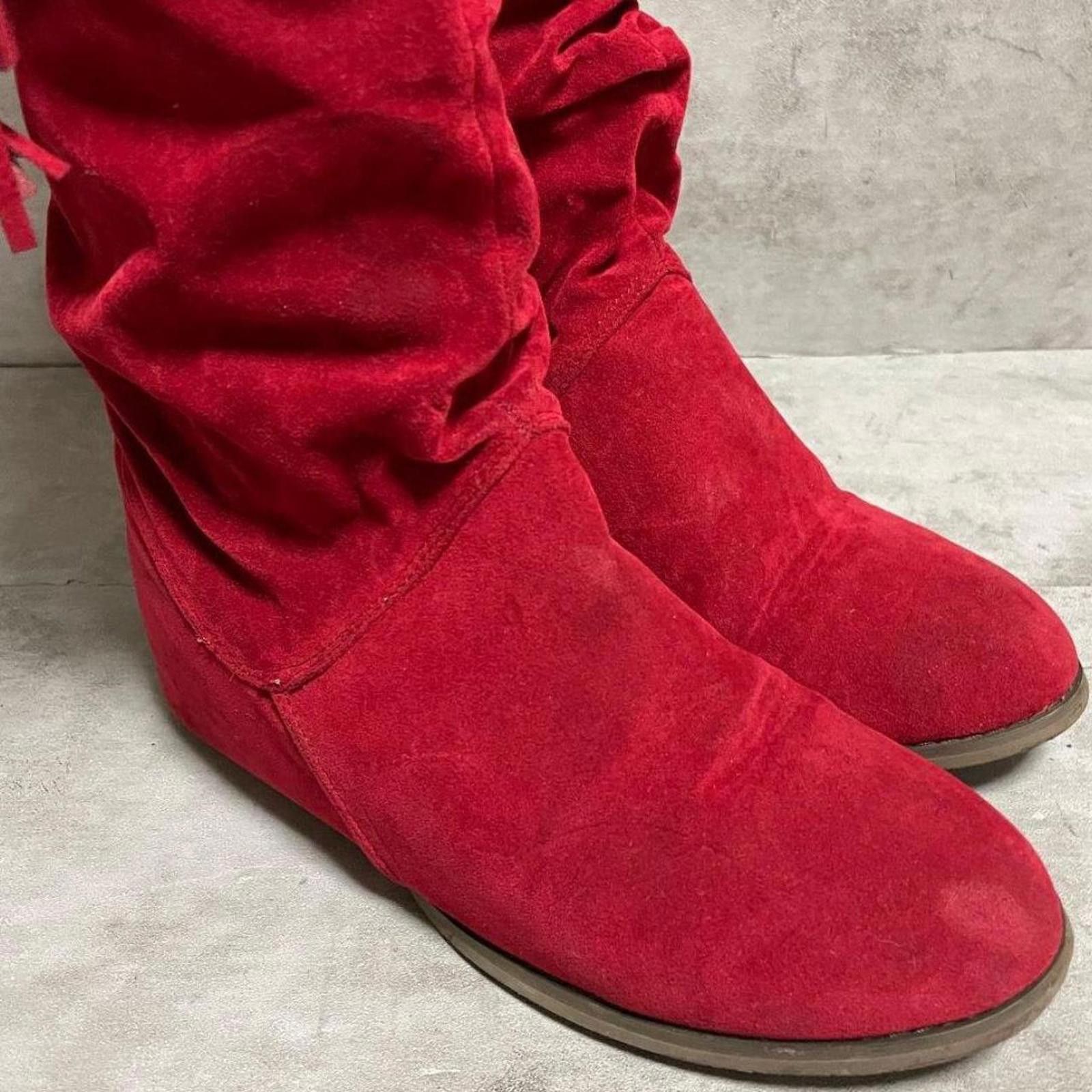Other Fairy goth coquette style red suede touch boots with fringes Size US 7.5 / IT 37.5 - 4 Thumbnail