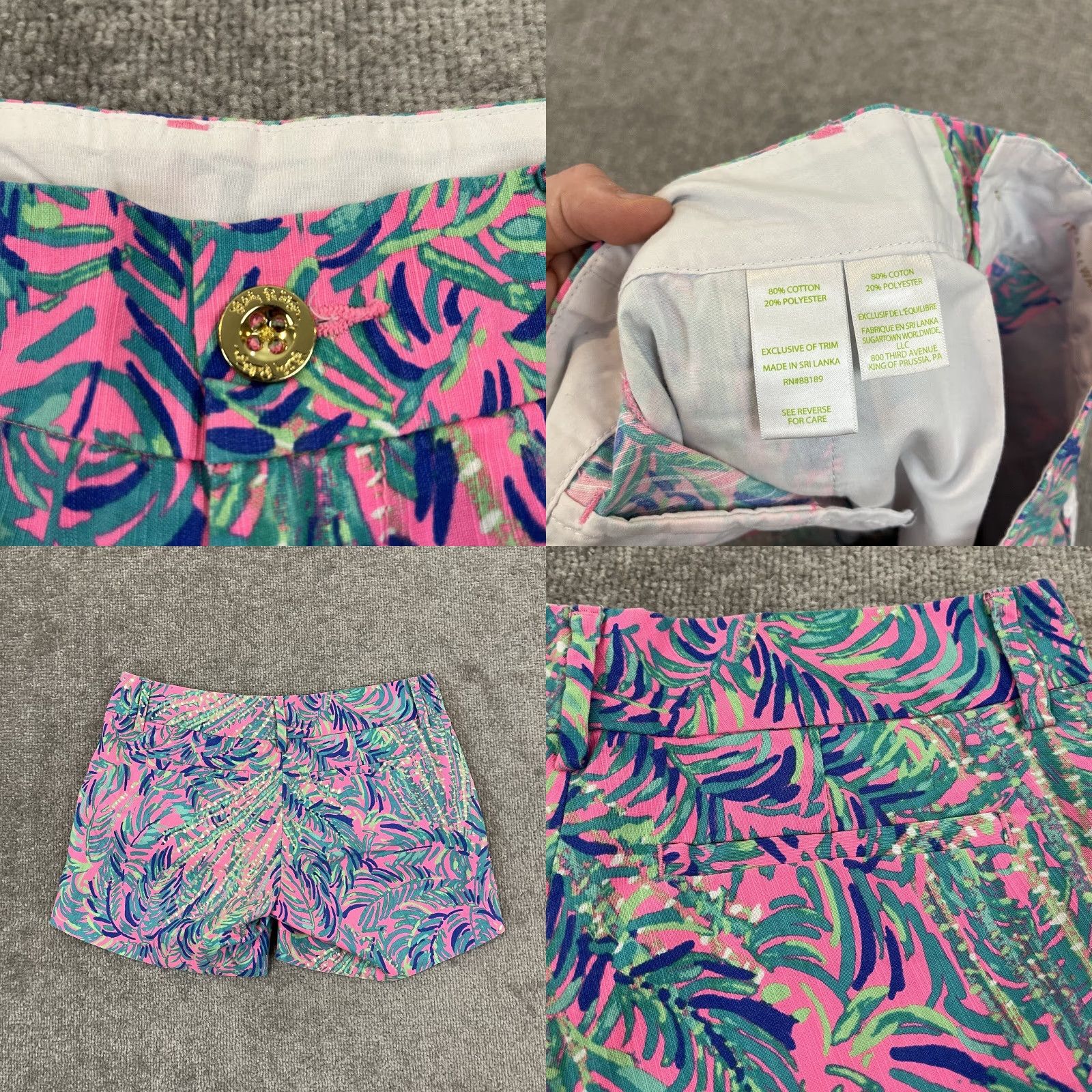 Lilly Pulitzer Lilly Pulitzer Bermuda Shorts Womens Size 00 4.5" Callahan Blue Green Pockets Floral Nylon Zipper Button Casual Summer Size 28" / US 6 / IT 42 - 8 Thumbnail
