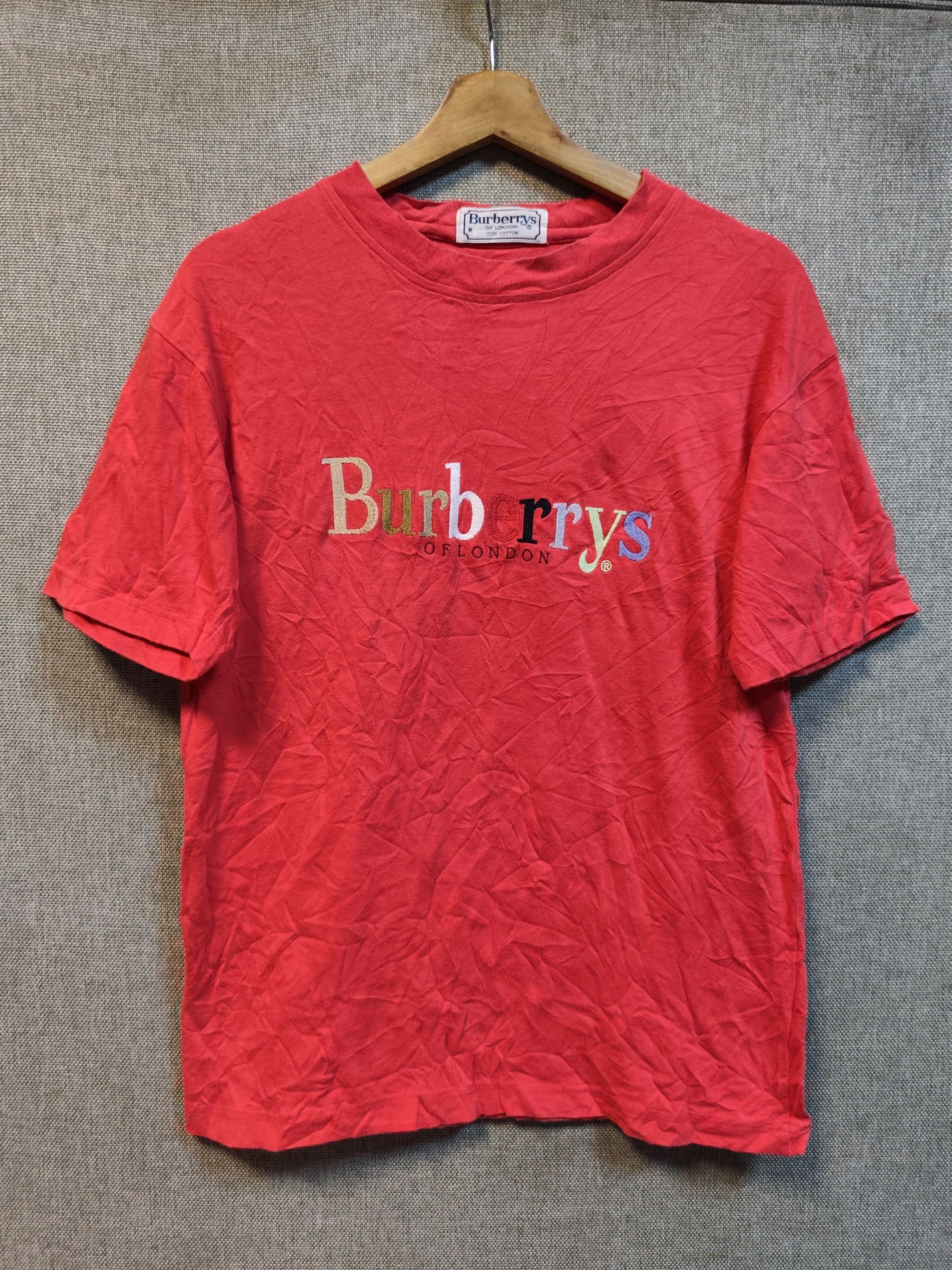 Burberry Vintage 90s t shirt Burberry spell out embroidery Size US M / EU 48-50 / 2 - 1 Thumbnail