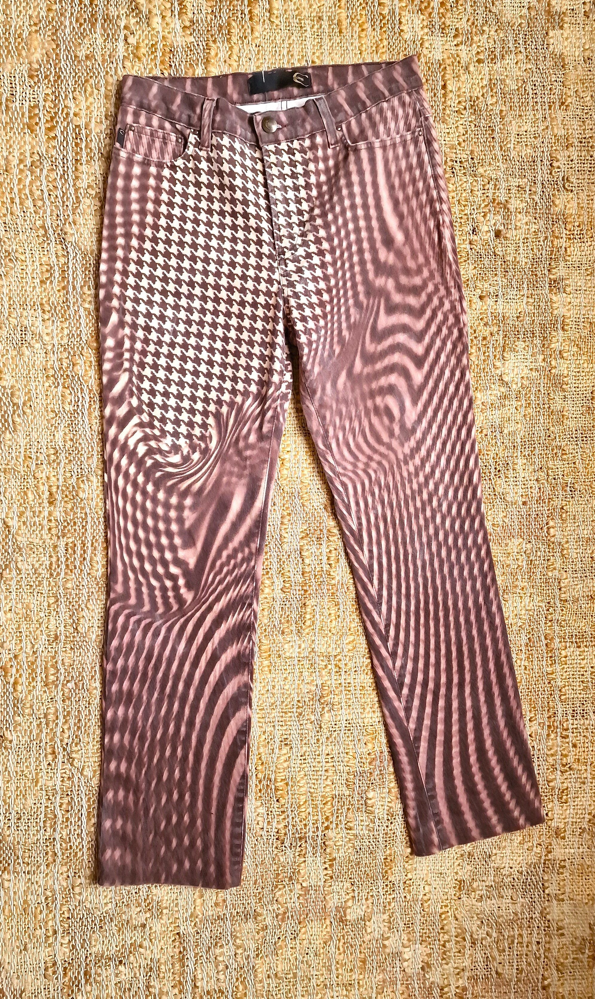 image of Roberto Cavalli Psychedelic Optical Illusion Small Pants in Brown, Women's (Size 26)