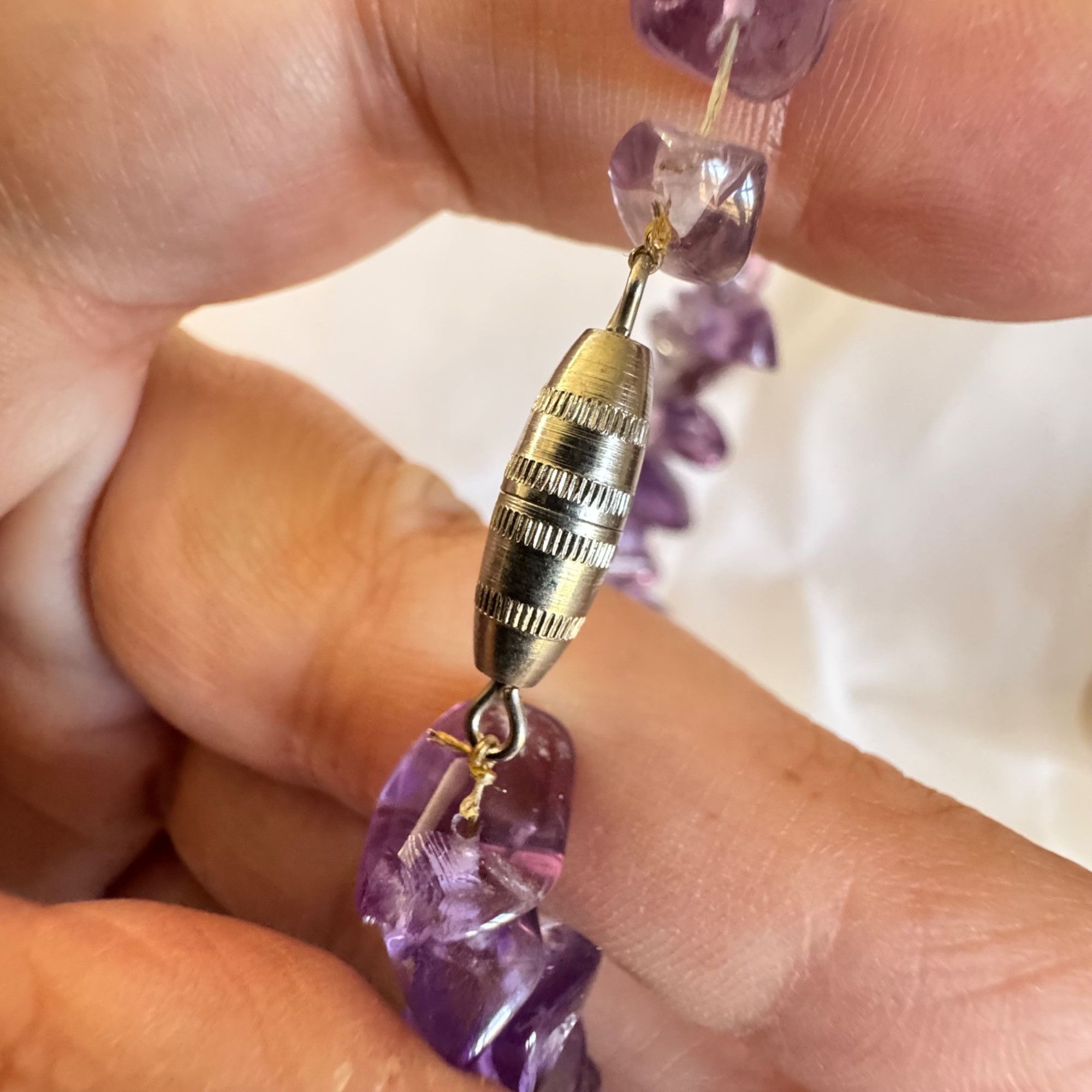 Vintage Amethyst Gemstone Necklace February Birthstone Tumbled Purpl Size ONE SIZE - 4 Thumbnail
