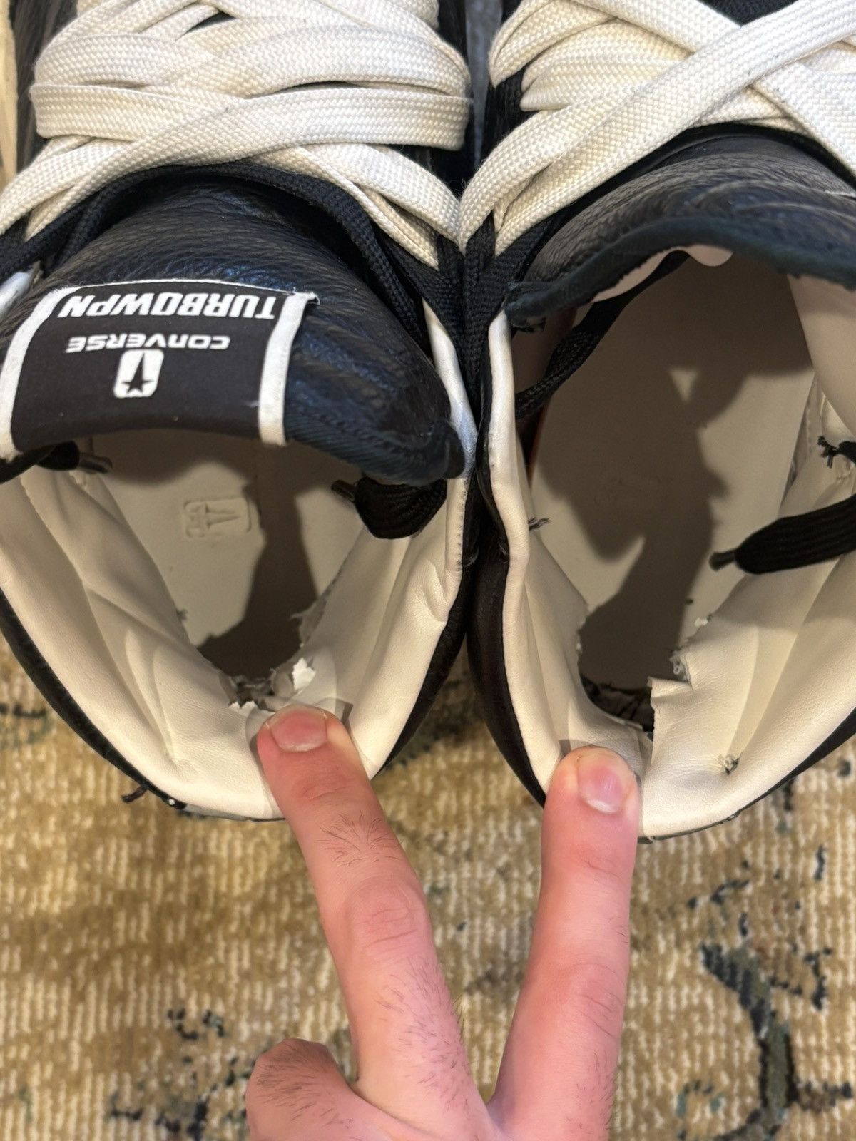 Converse × Rick Owens Drkshdw Painted Rick Owens Turbowpns Size US 12 / EU 45 - 7 Thumbnail