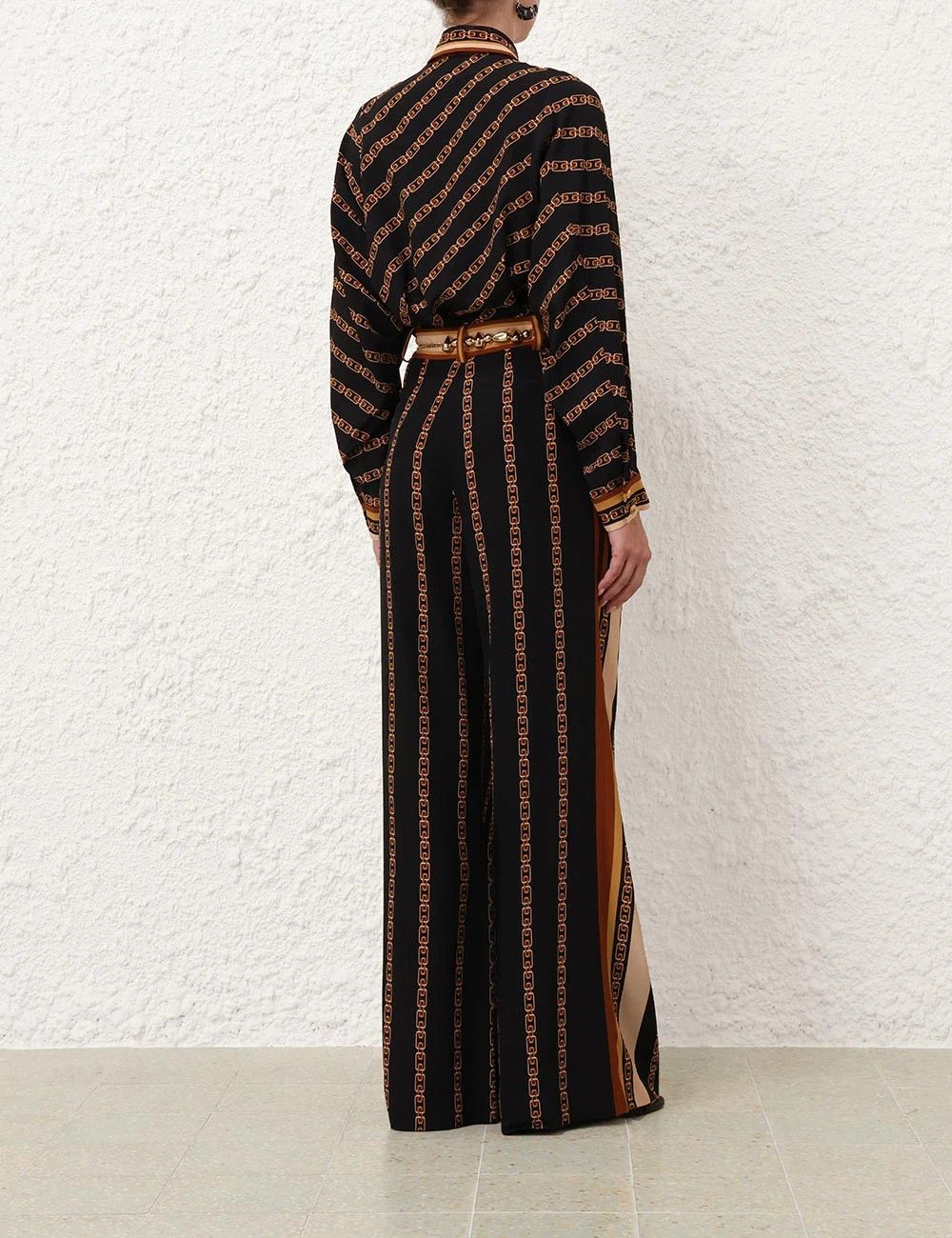 Zimmermann oc11z0226 Relaxed Shirt In Black/Brown Size XS / US 0-2 / IT 36-38 - 4 Thumbnail
