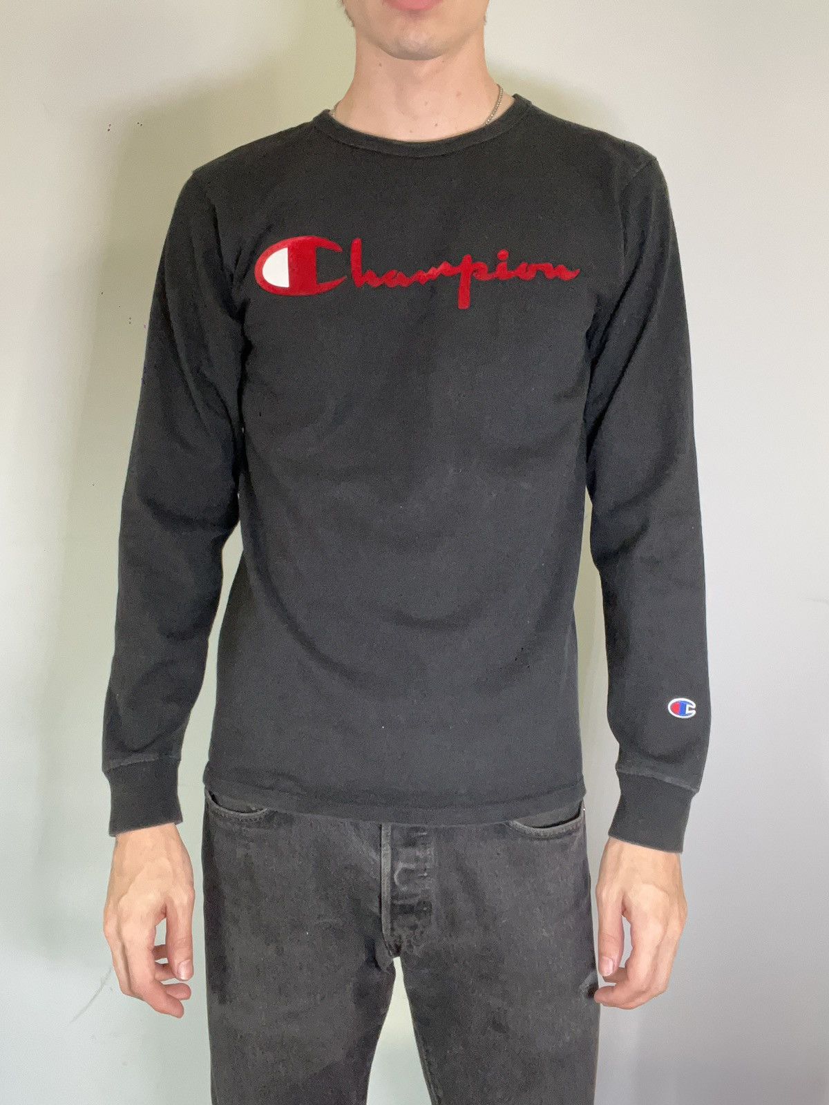 Champion × Vintage Champion Black/Red Logo Longsleeve Size US M / EU 48-50 / 2 - 3 Thumbnail