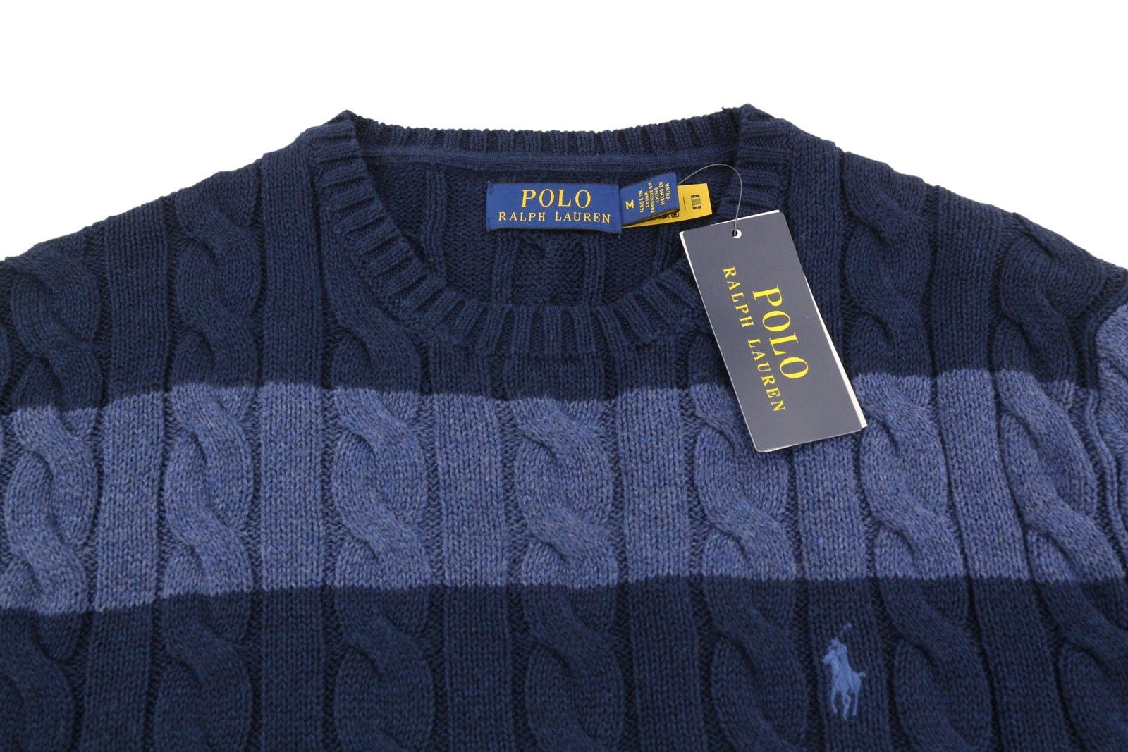 Ralph Lauren BLUE M Striped Cable Knit Pullover 86945 Size US M / EU 48-50 / 2 - 6 Thumbnail