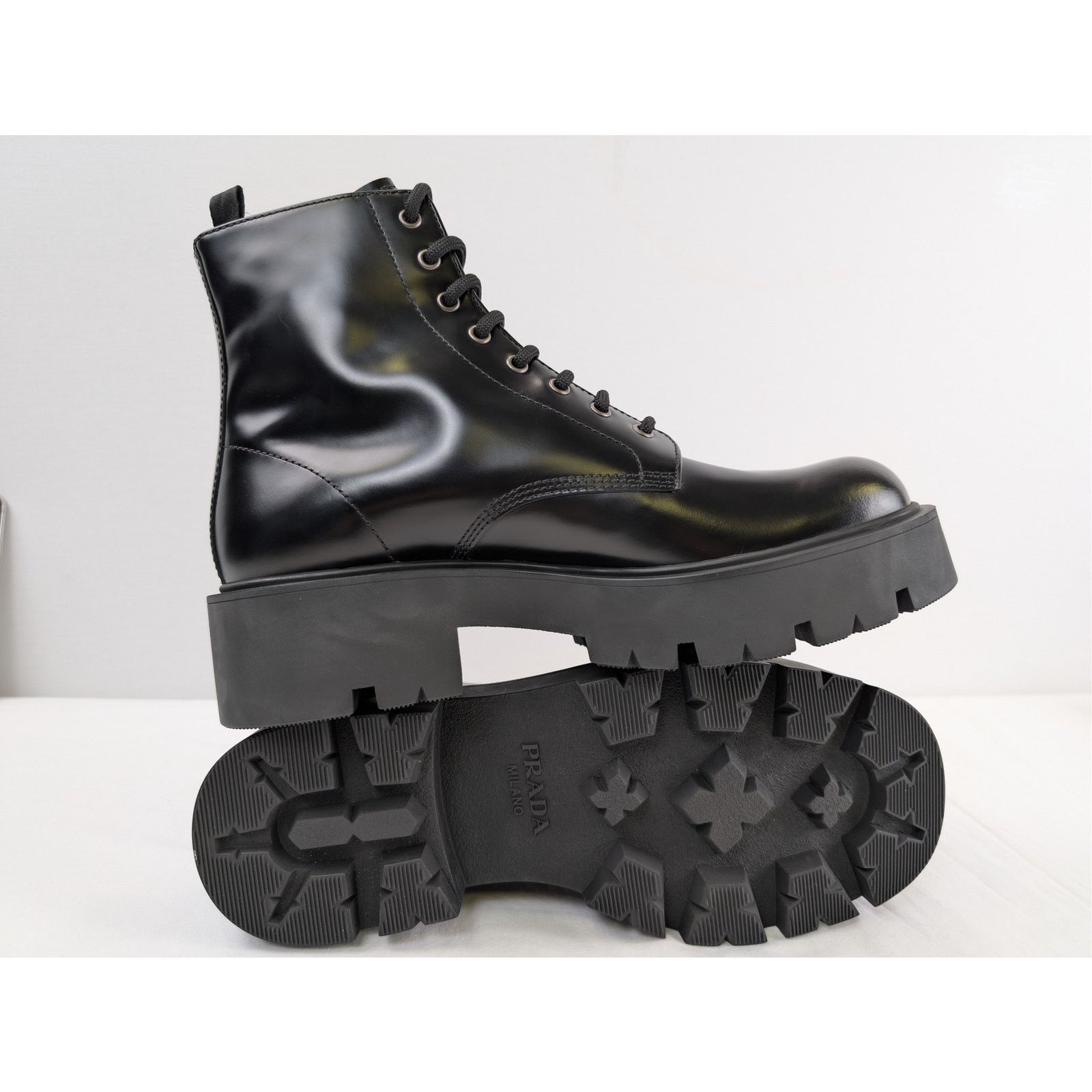 Prada o1rshd1 Monolith brushed leather and Re-Nylon boots in Black Size US 10.5 / EU 43-44 - 15 Thumbnail