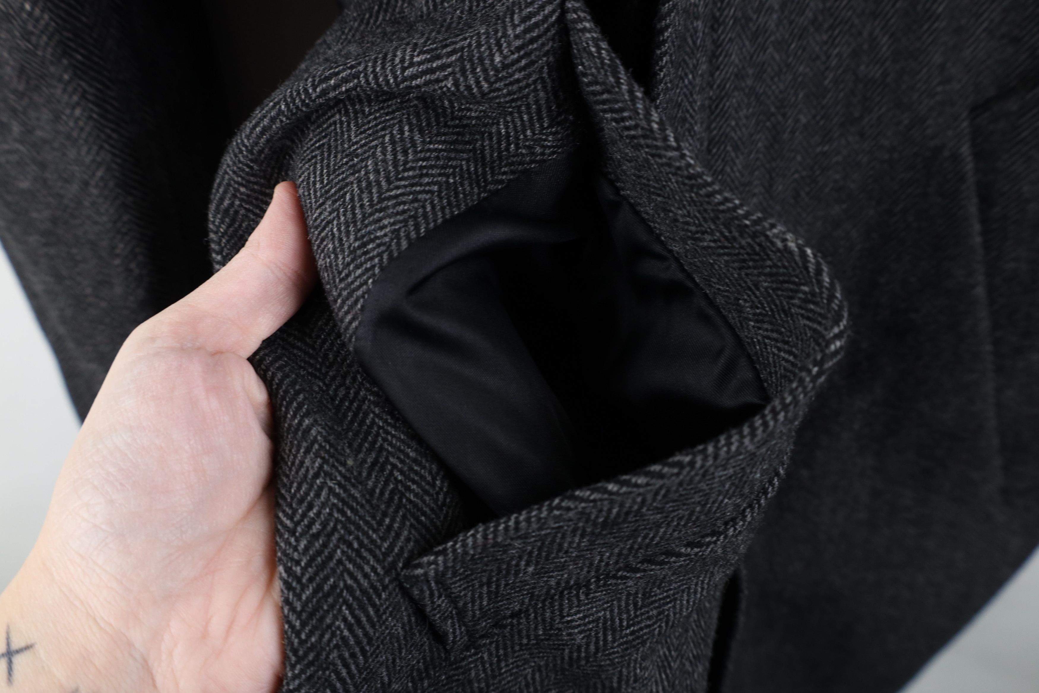 Express Express Herringbone Full Zip Overcoat Trench Jacket Gray Size US L / EU 52-54 / 3 - 6 Thumbnail