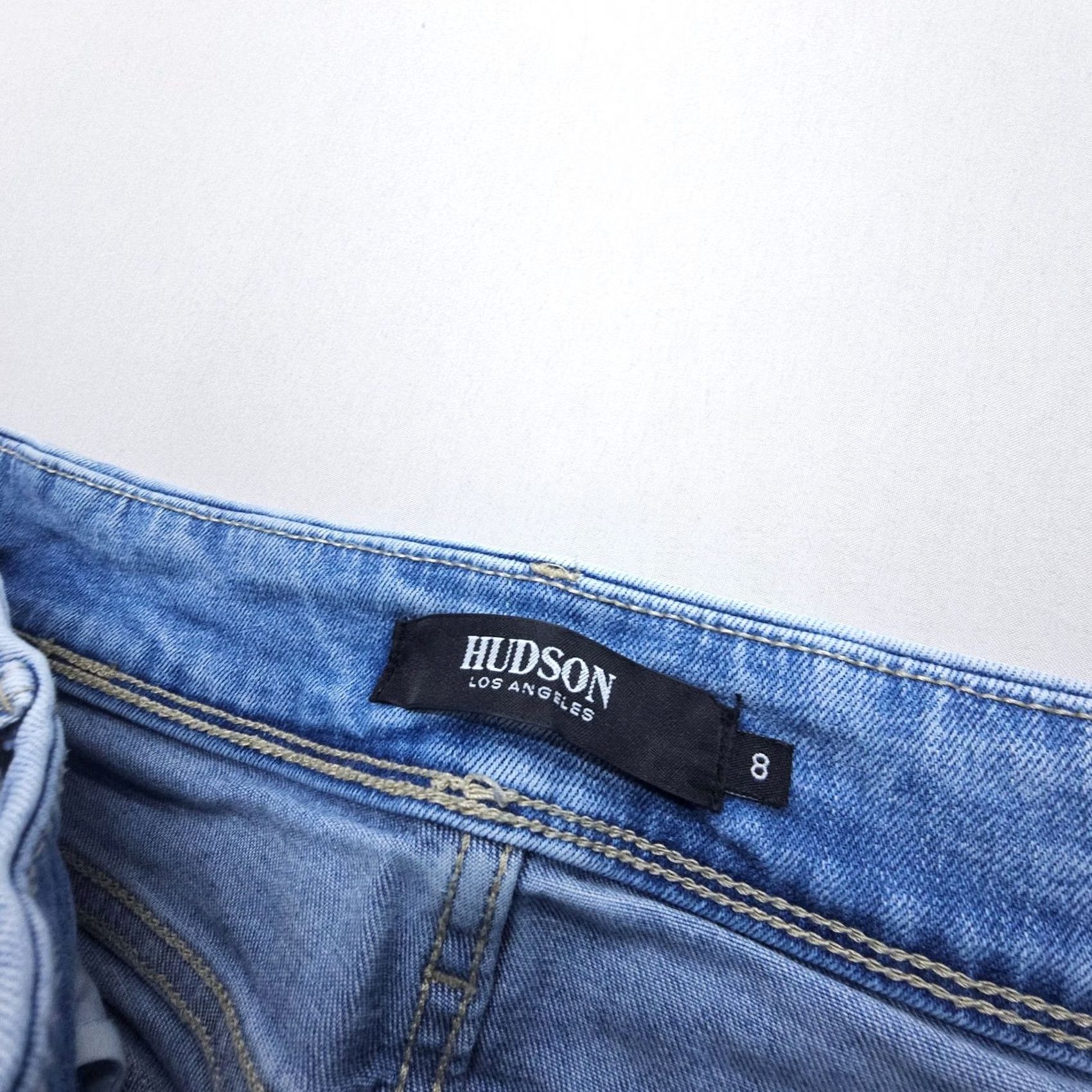 Hudson Hudson Jeans Womens 8 Light Wash Mid Rise Straight 5-Pocket Denim Leather Button Zip Jeans Blue Pant Mens Womens Boys Girls Size 30" / US 8 / IT 44 - 3 Thumbnail