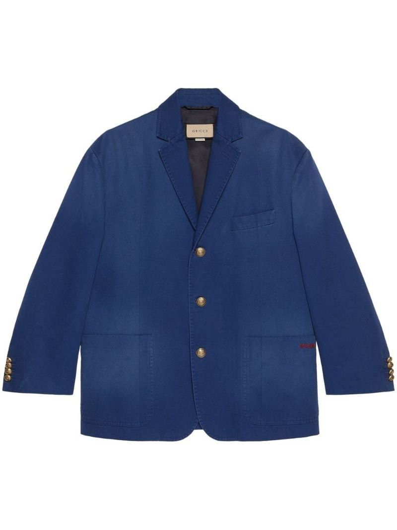 Gucci 50 L - Gucci Drill Jacket Cotton Blue Blazer Size US L / EU 52-54 / 3 - 1 Thumbnail