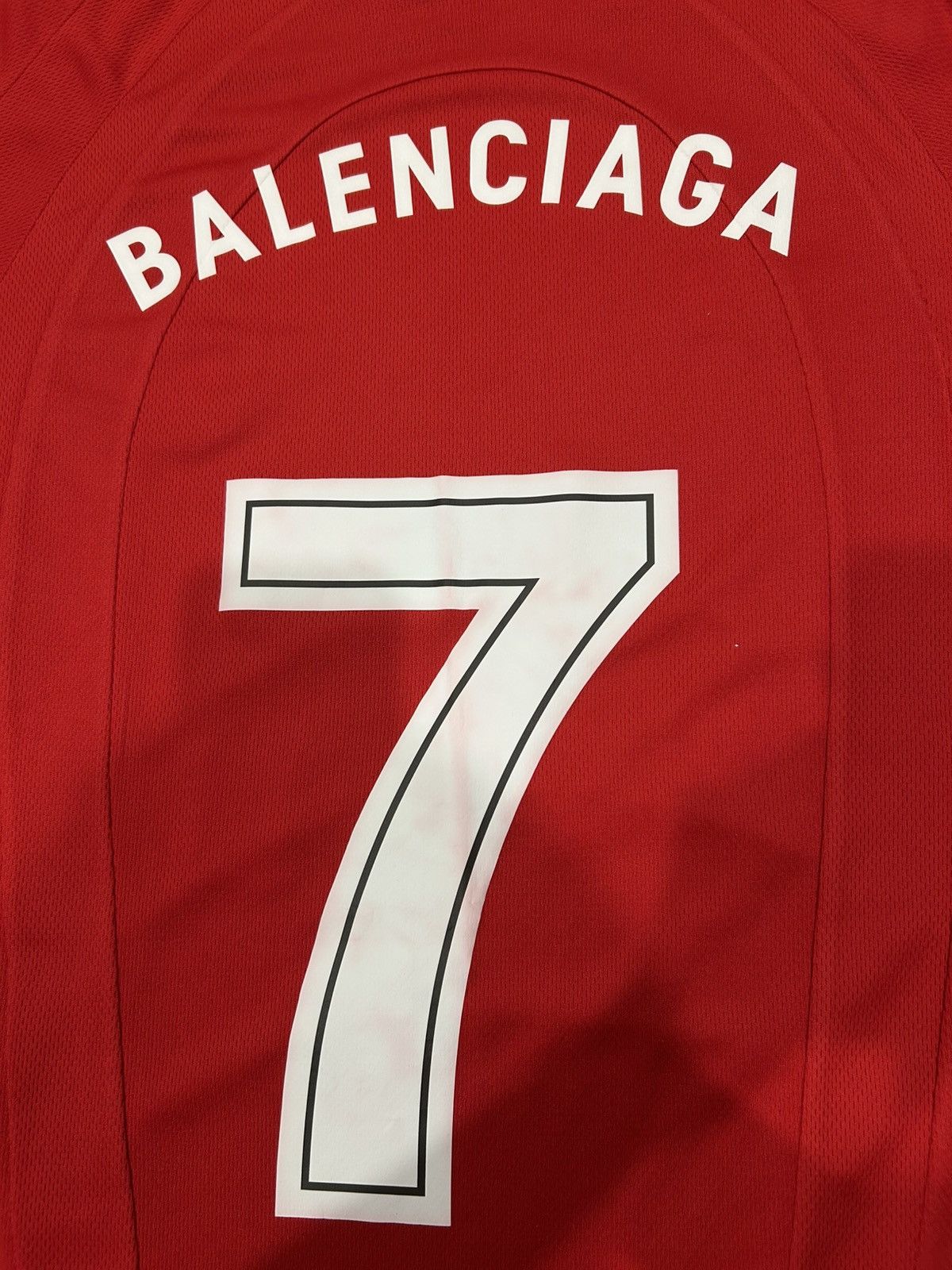 Balenciaga RED & WHITE LOGO SOCCER T-SHIRT Size US XS / EU 42 / 0 - 7 Thumbnail