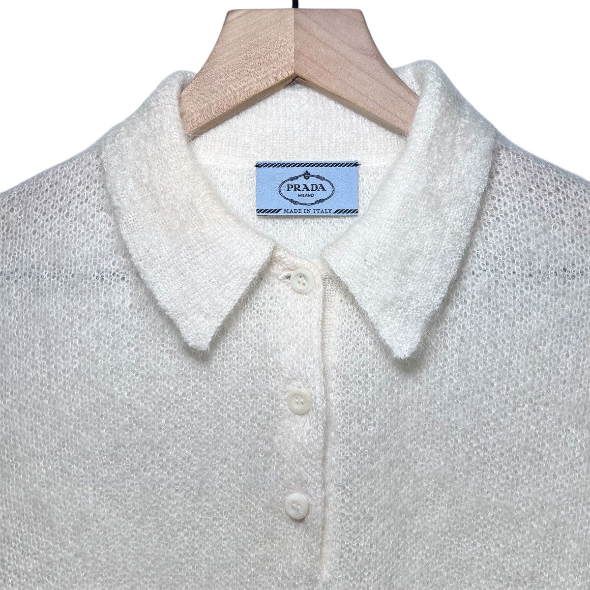 Prada Prada Mohair Knit Polo Shirt in Ivory Size M / US 6-8 / IT 42-44 - 4 Thumbnail