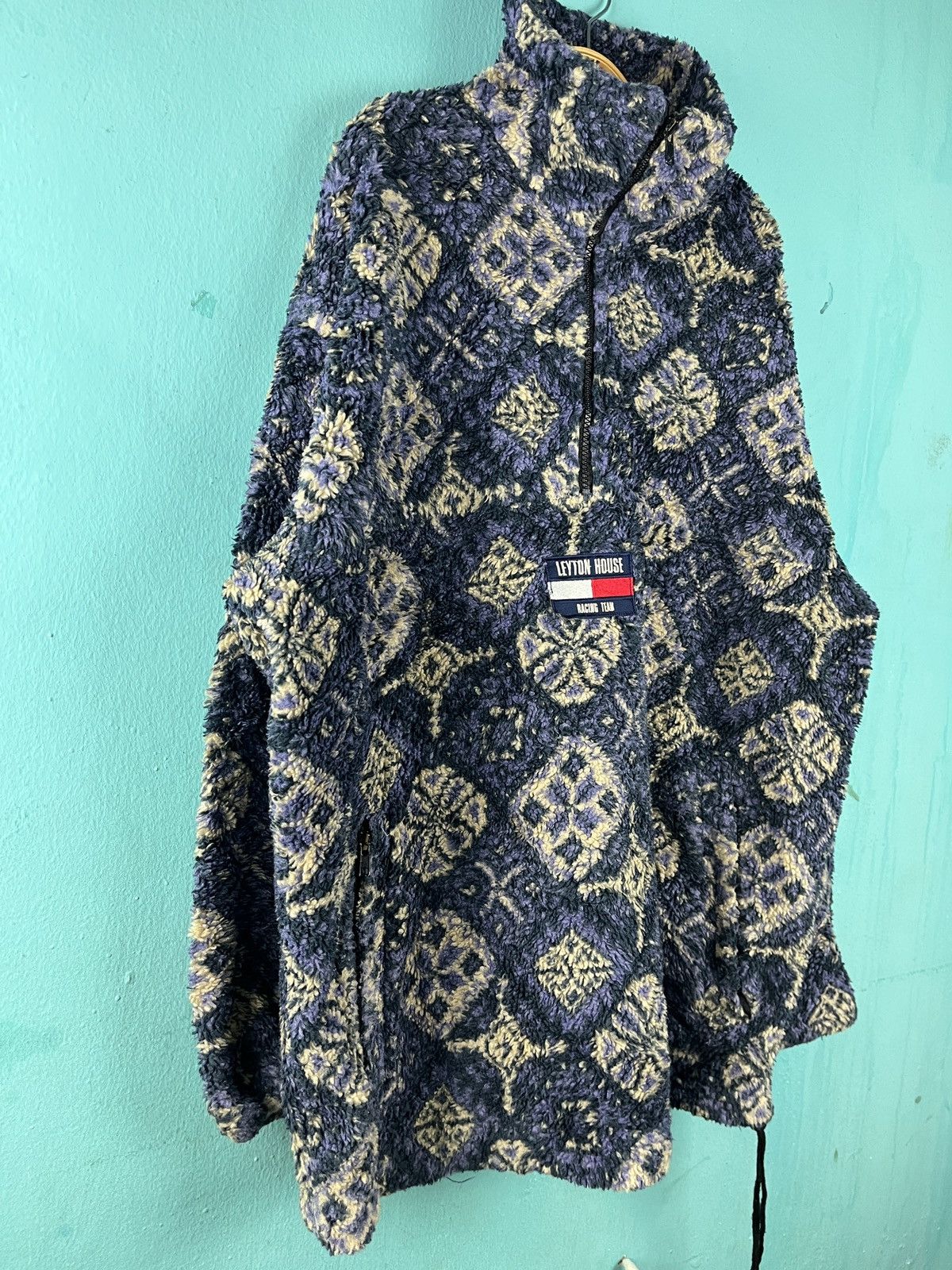 Vintage Vintage LEYTON HOUSE Racing Team Fleece Native Half Zip Size US XL / EU 56 / 4 - 4 Thumbnail