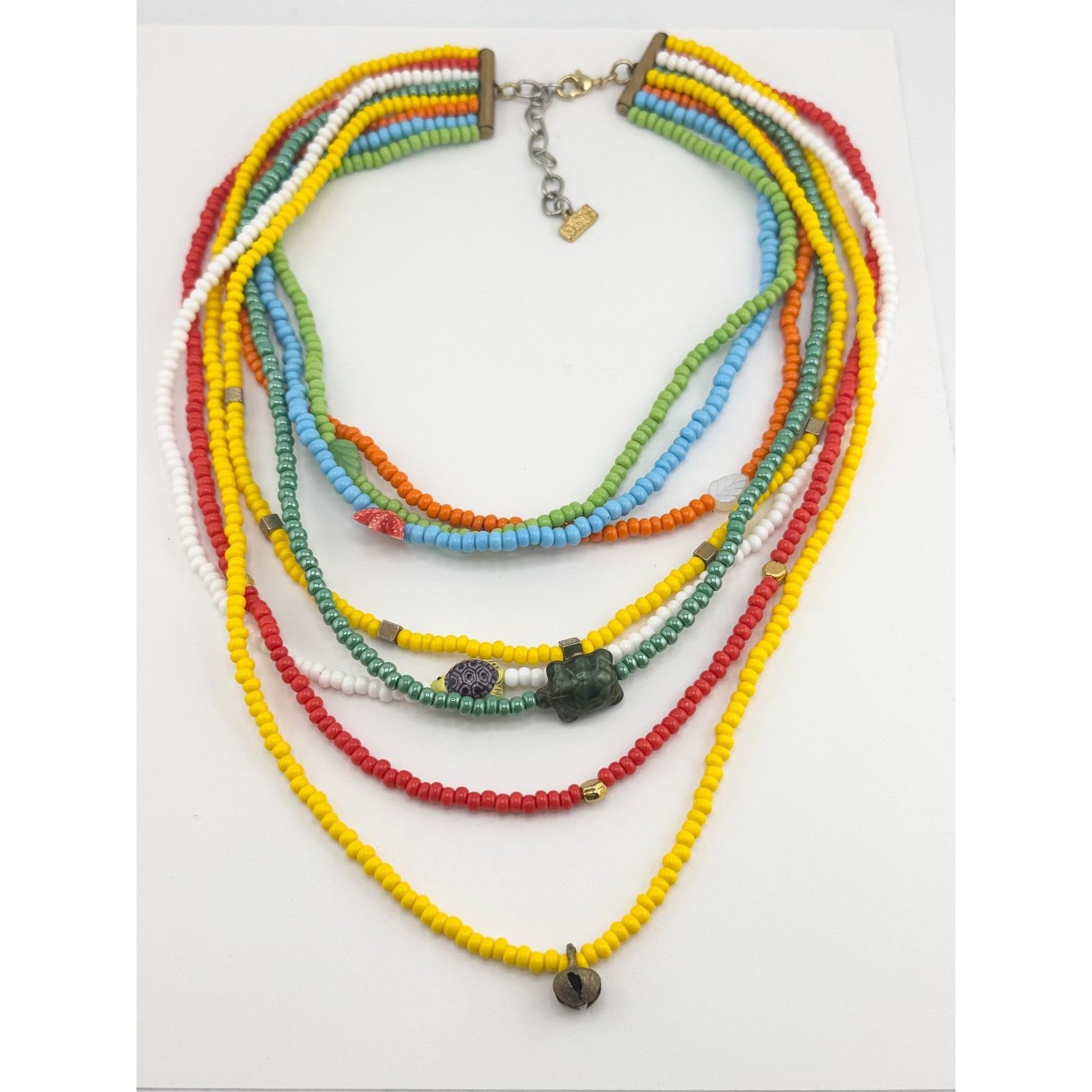 Vintage Vintage multi strand seed bead porcelain beach charm necklac Size ONE SIZE - 4 Thumbnail