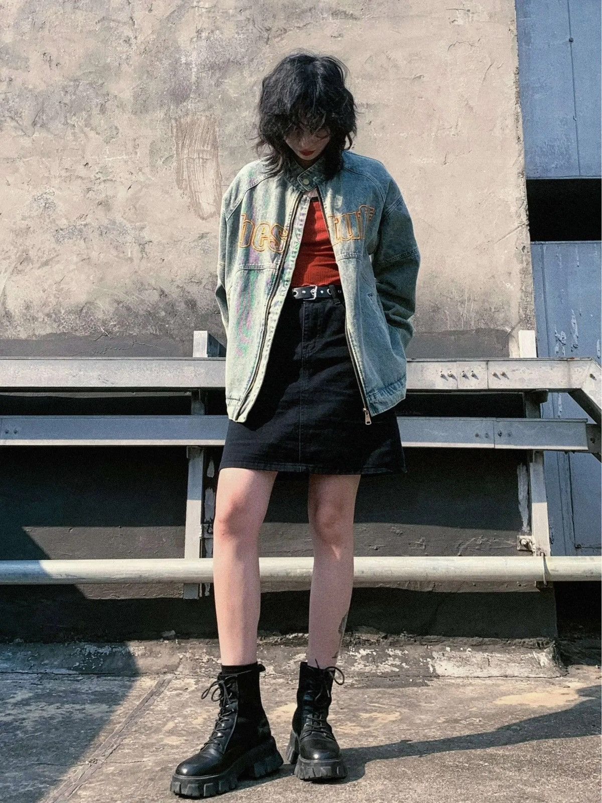 Vintage American vintage denim jacket bomber oversize y2k unisex Size US L / EU 52-54 / 3 - 15 Thumbnail