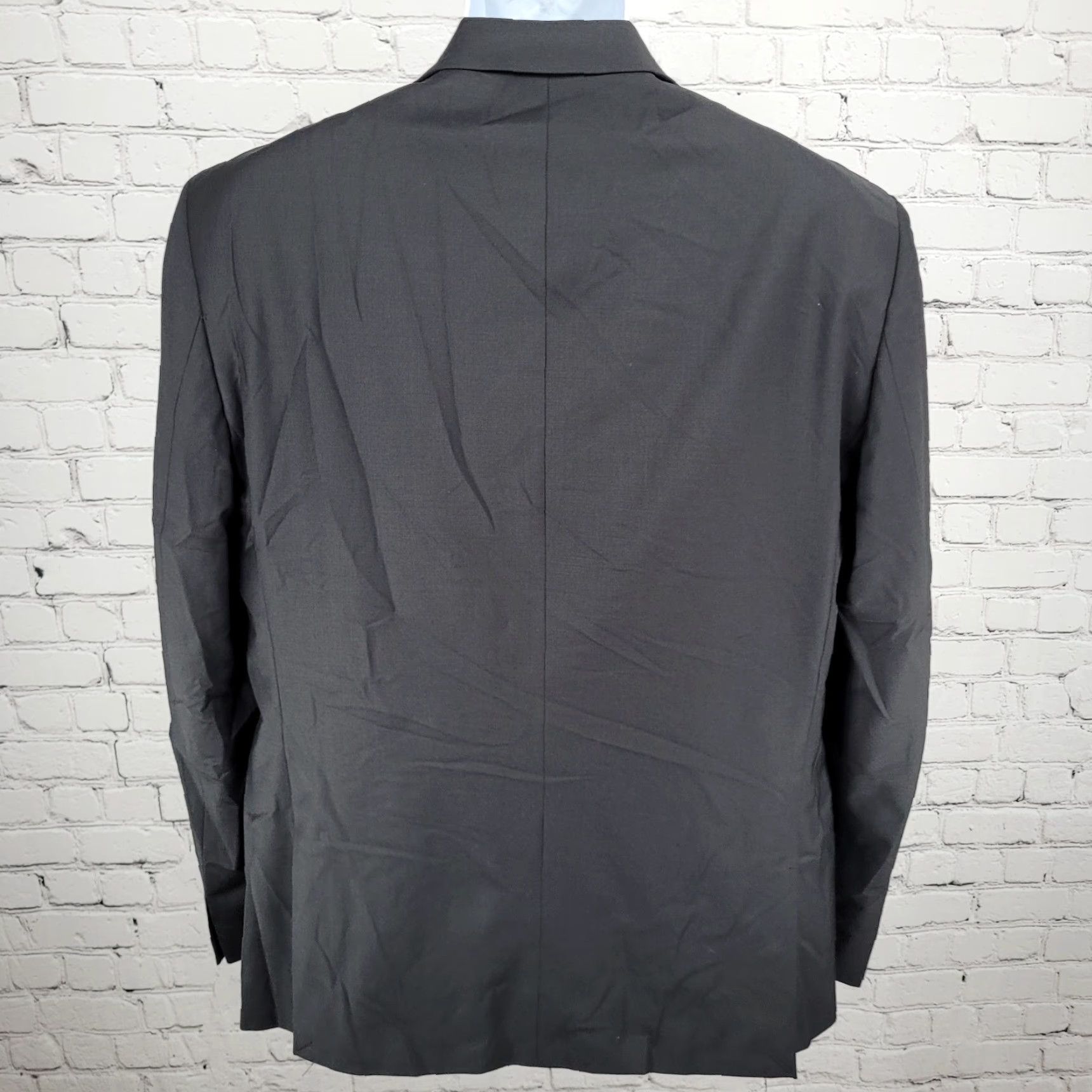 Calvin Klein Calvin Klein Blazer Shirt Black Wool Stretch 2 Button Vented Notch 44R Mens Regular Suit Coat, 2 Piece, Dry Clean Only, Solid, Wool, Spandex Size 44R - 2 Thumbnail