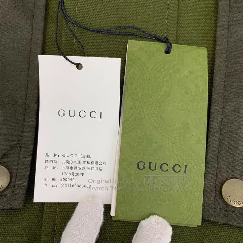 Gucci Gucci Army green logo cotton lapel single-breasted long-sl Size US L / EU 52-54 / 3 - 7 Thumbnail