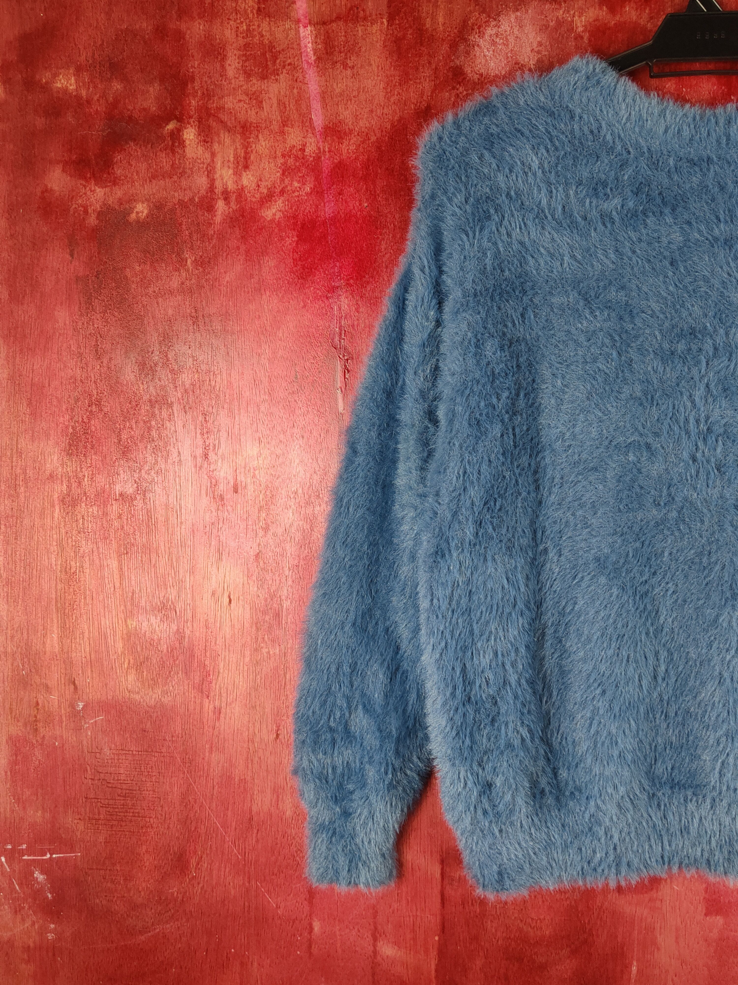 Vintage Sense of Place Blue Shag Shaggy Fur Mohair Knitwear #S2166 Size M / US 6-8 / IT 42-44 - 8 Thumbnail