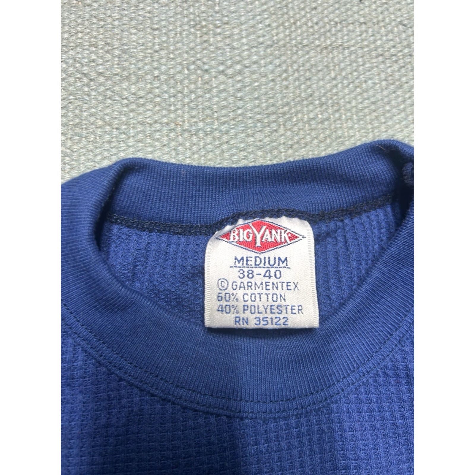 Layer 8 VINTAGE waffle knit thermal shirt Big Yank navy blue base layer adult medium Size US M / EU 48-50 / 2 - 5 Thumbnail