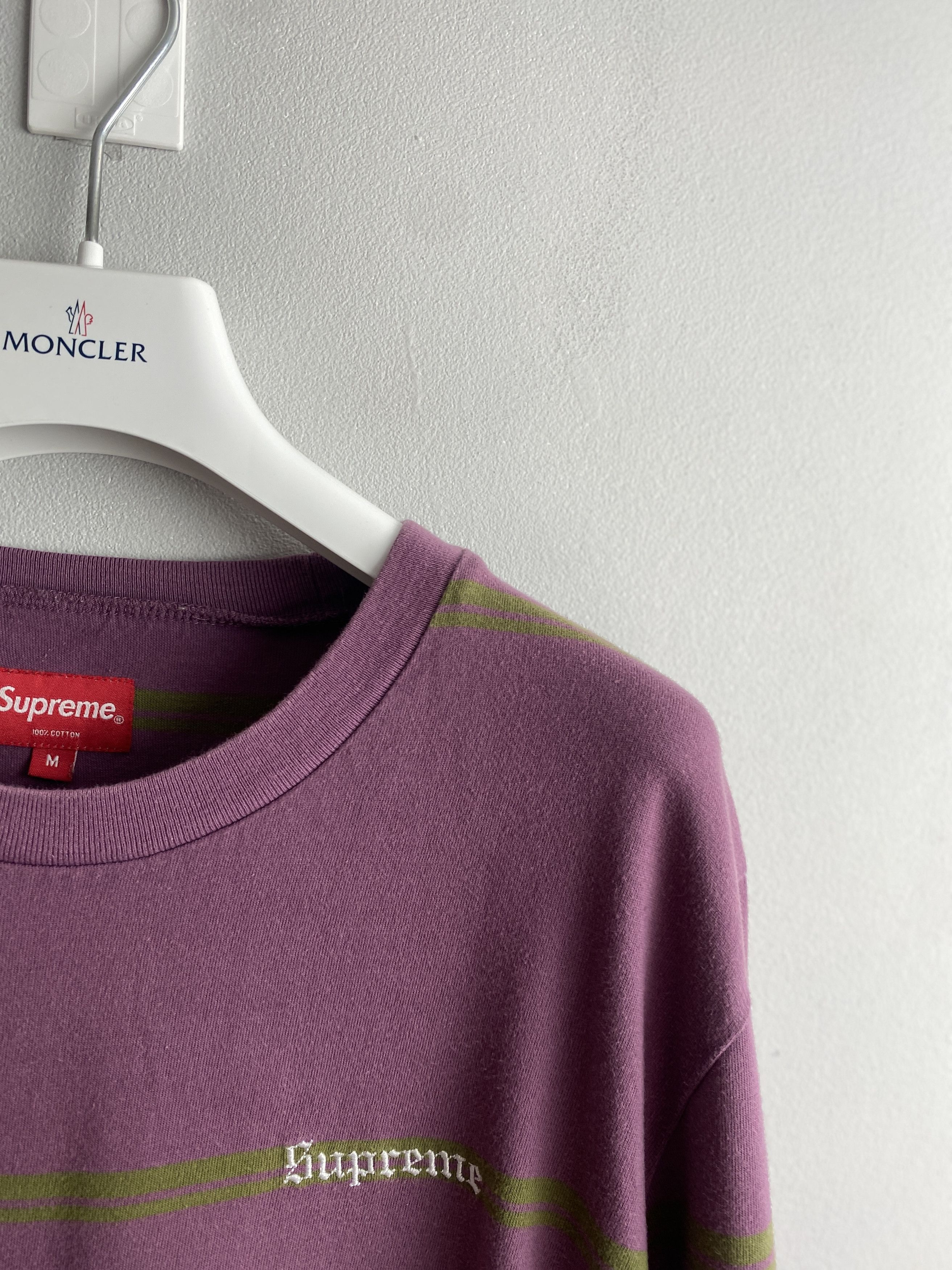 Supreme Supreme striped long sleeve t-shirt tee dusty purple Size US M / EU 48-50 / 2 - 2 Thumbnail