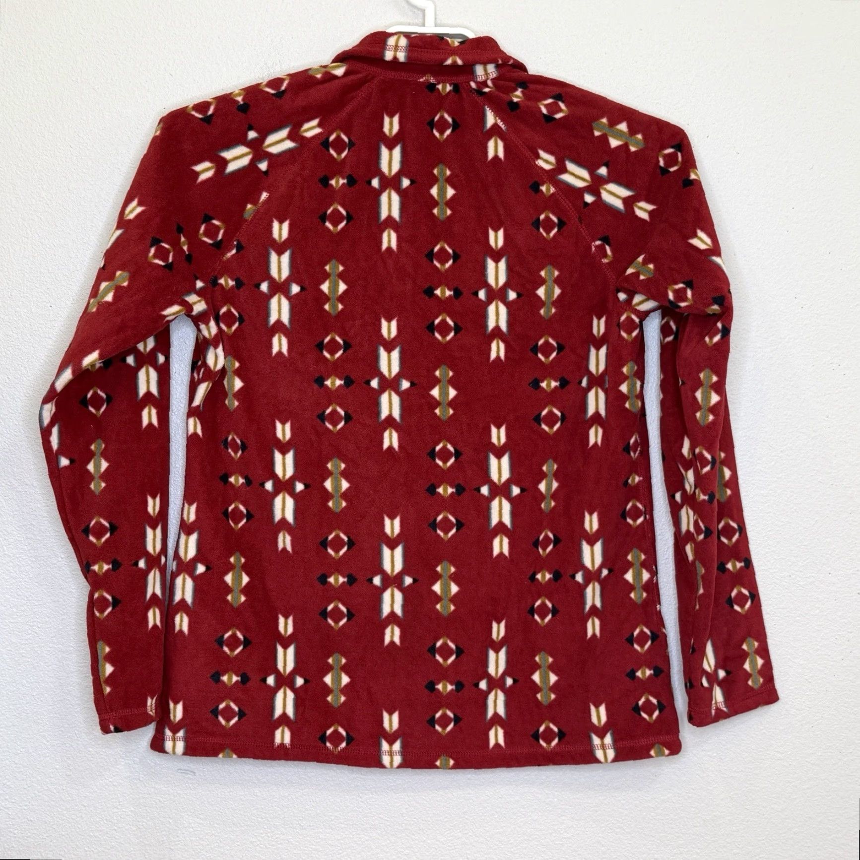 Eddie Bauer Eddie Bauer 1/4 Zip Fleece Jacket Womens L Red Aztec Mid-Length Long Sleeve Lightweight Casual Size L / US 10 / IT 46 - 5 Thumbnail