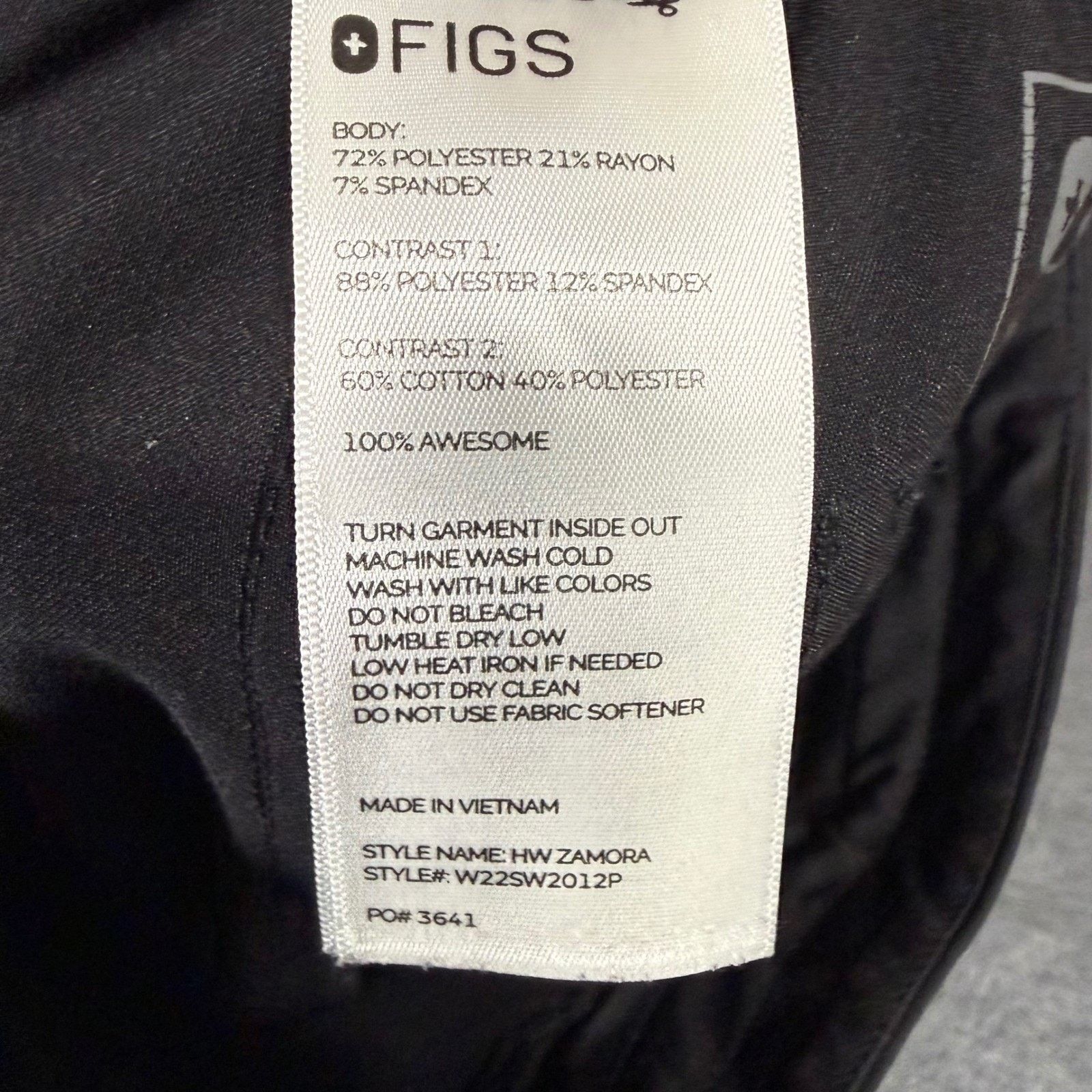 Other FIGS Zamora Scrub Jogger Pants Womens XS Black Medical Size 24" / US 00 / IT 34 - 3 Thumbnail