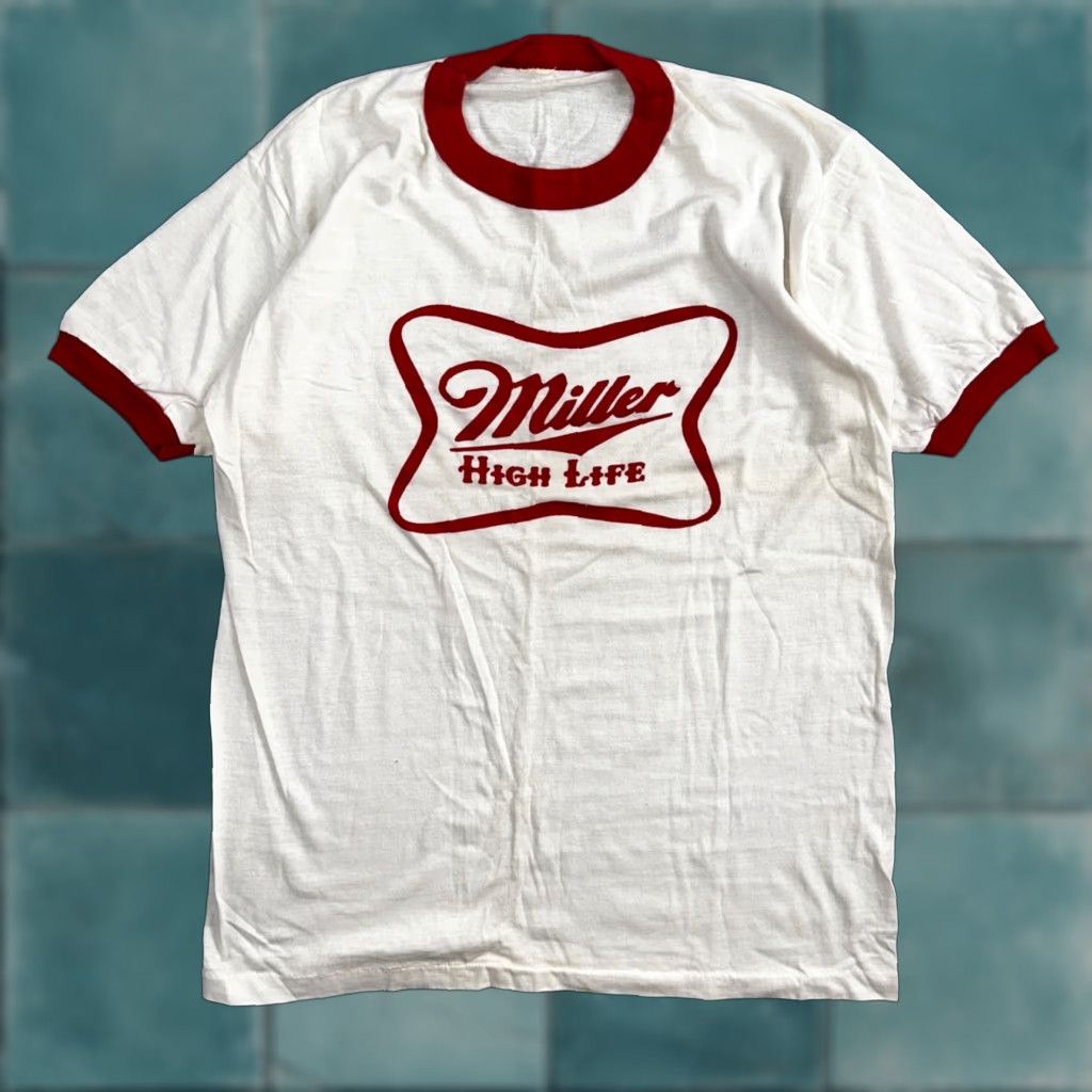 Vintage Vintage Miller High Life Ringer T-Shirt Men M White 80s Beer graphic Rare Size US M / EU 48-50 / 2 - 1 Thumbnail