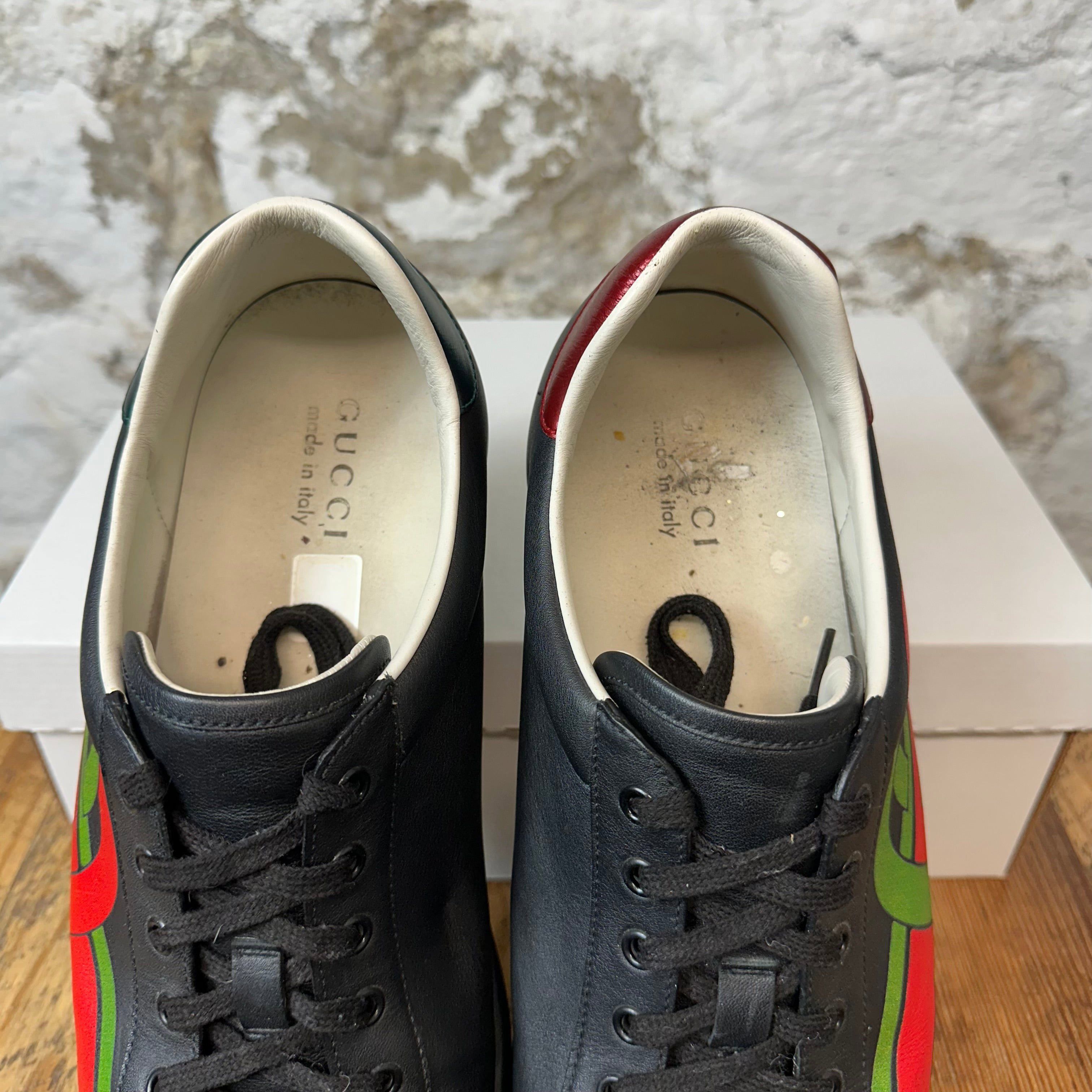 Gucci Gucci Green Red Logo Black Ace Sneaker Sz 12 Size US 12 / EU 45 - 4 Thumbnail