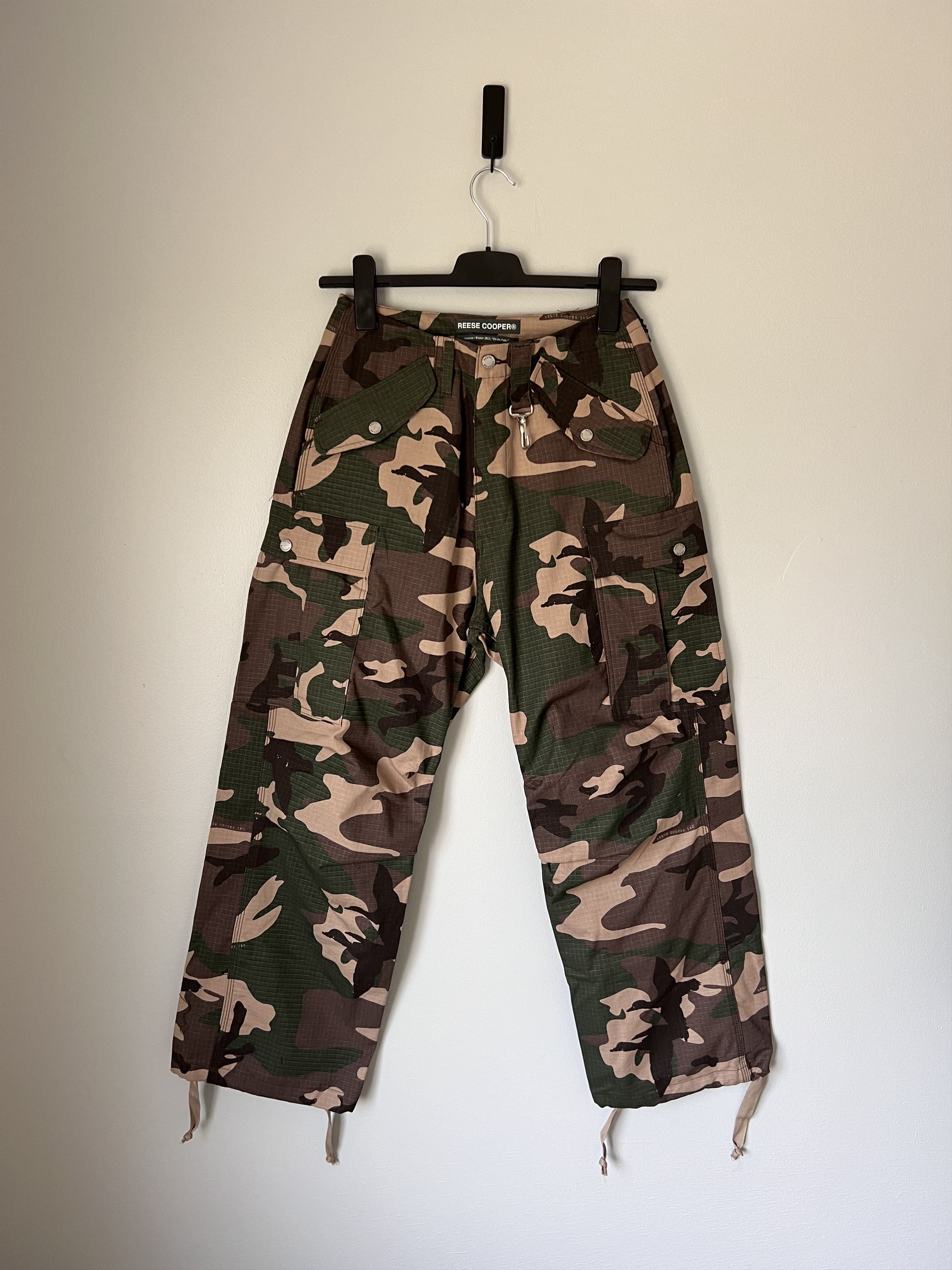 Reese Cooper Cotton Ripstop Wide Leg Cargo Pants in Camo